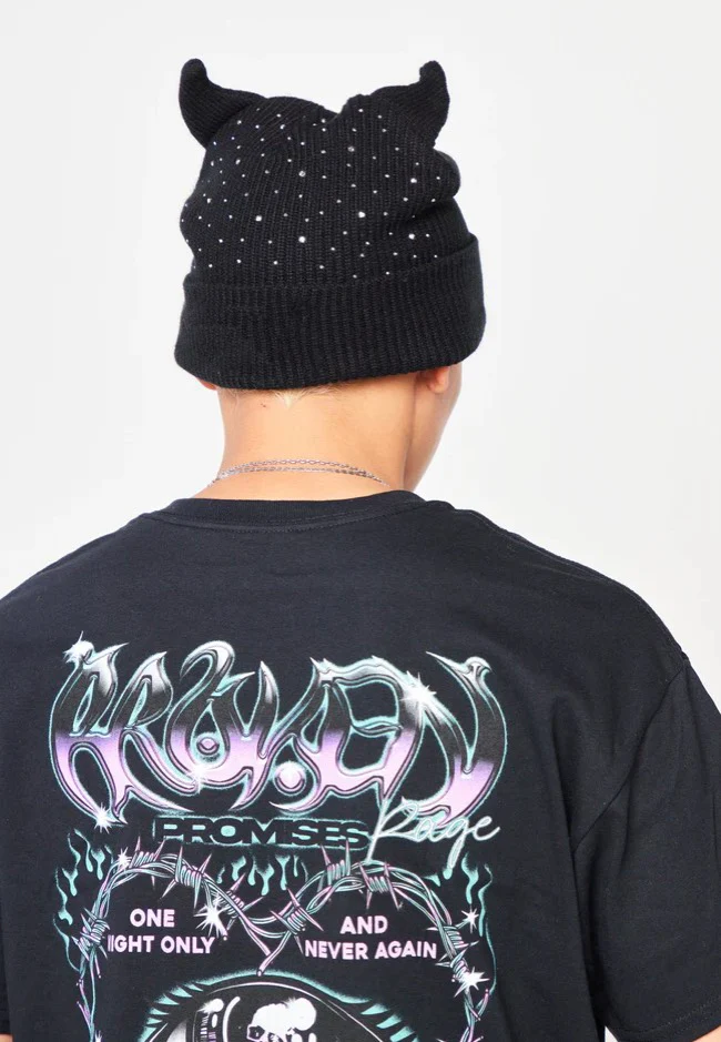 Broken Promises - Rhinestone Devil Horn - Beanie - Image 5