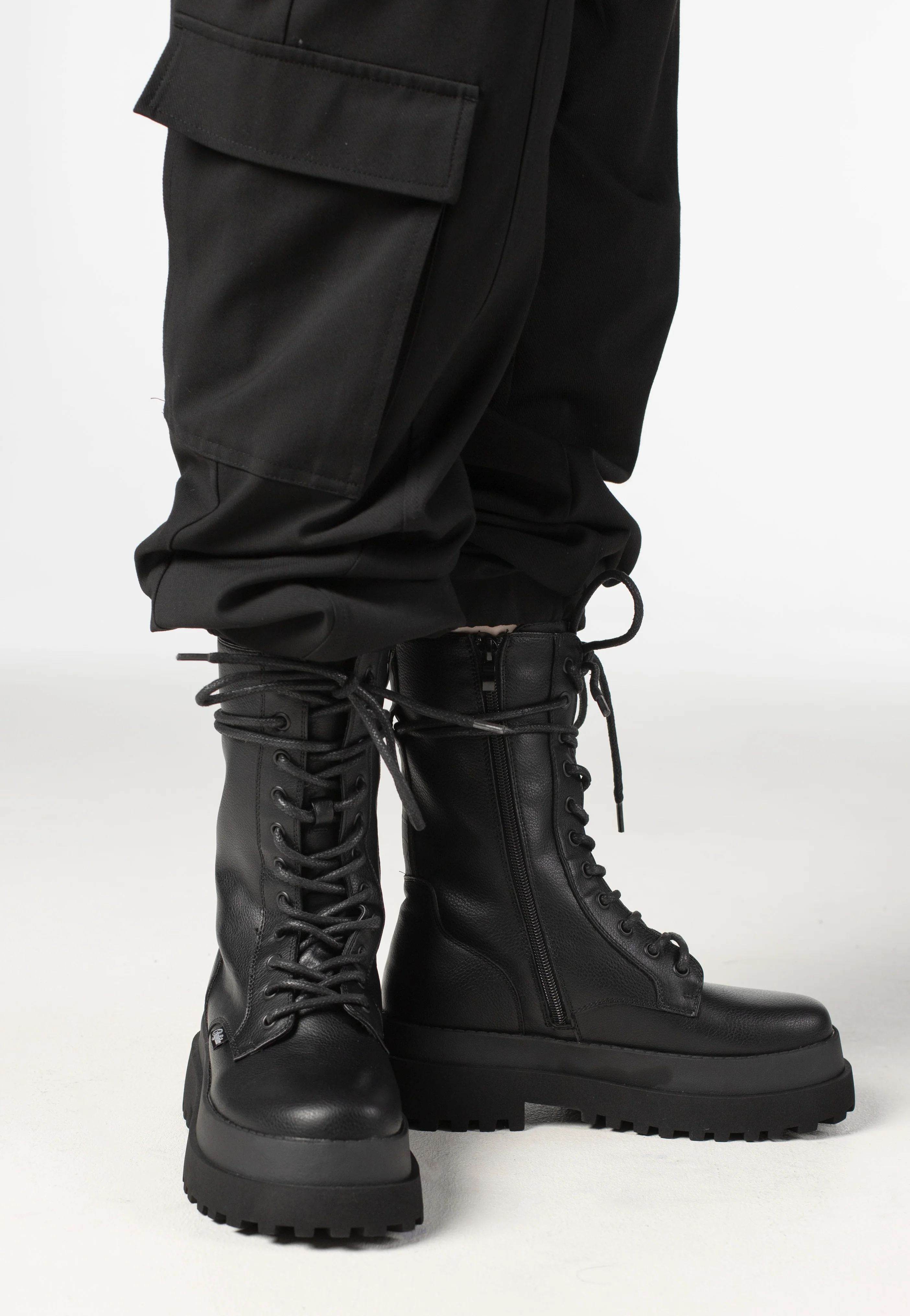 Buffalo - Pluto Lace Up Mid Vegan Nappa Black - Girl Shoes - Image 3