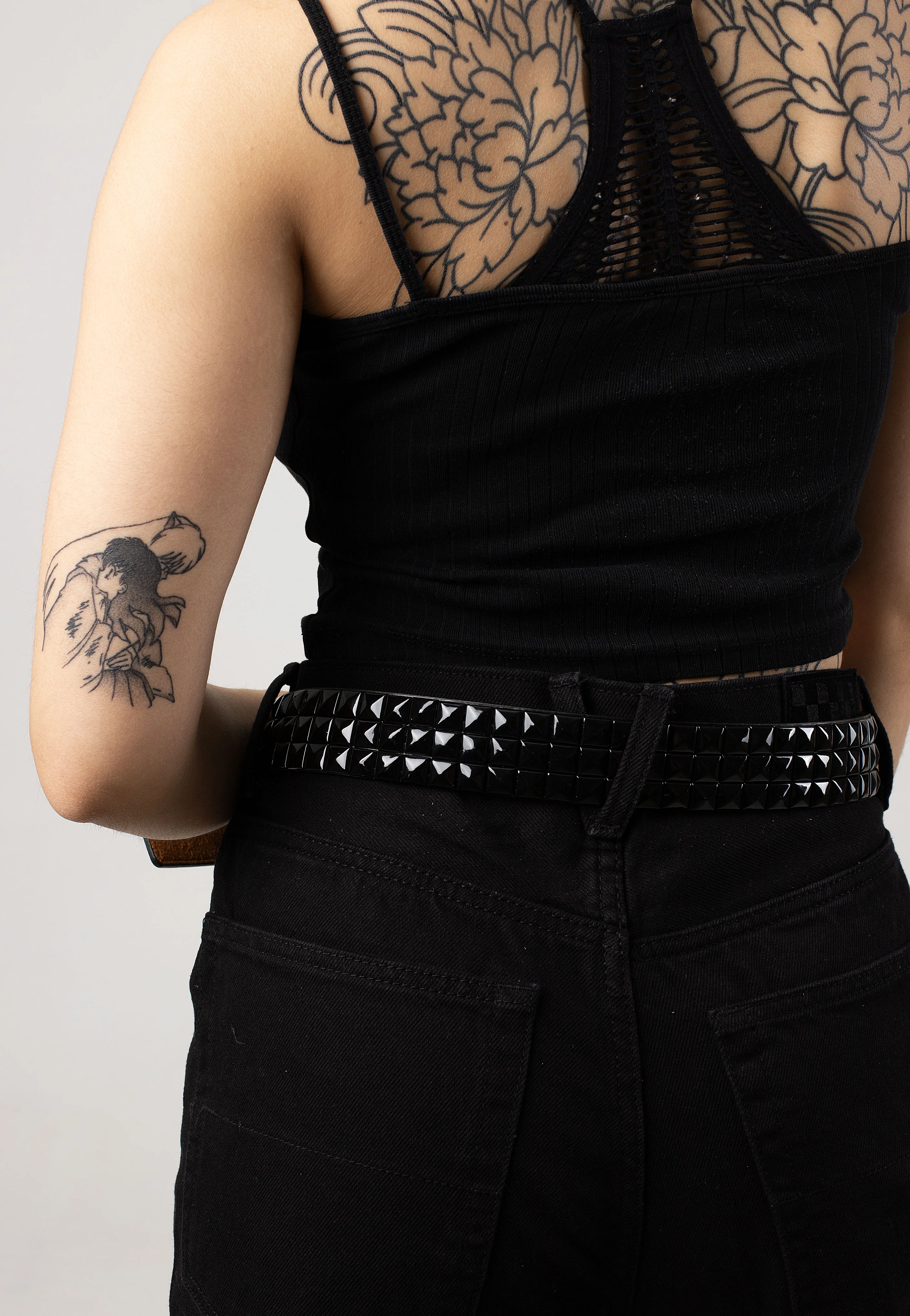 Bullet69 - 3 Row Black Pyramid Studded - Belt - Image 3
