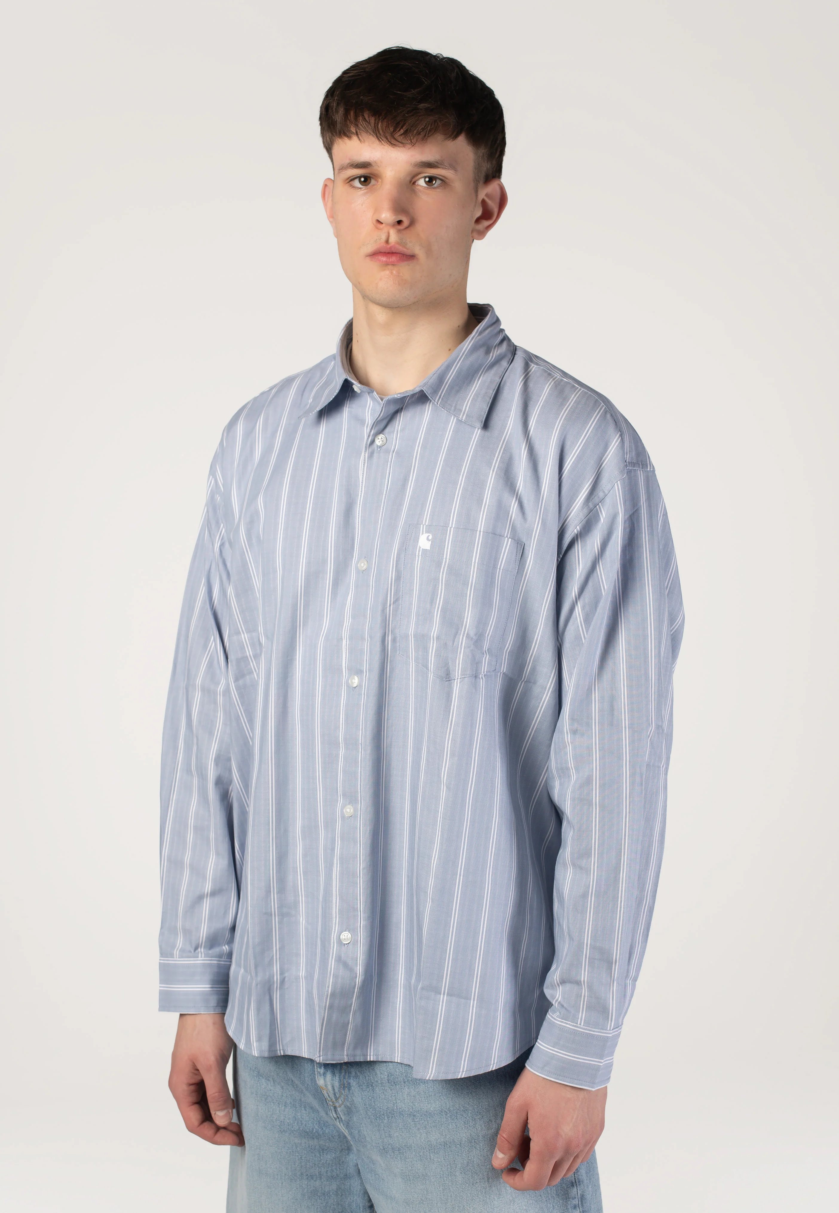 Carhartt WIP - Beale Stripe/Gentle Blue/White - Shirt - Image 11