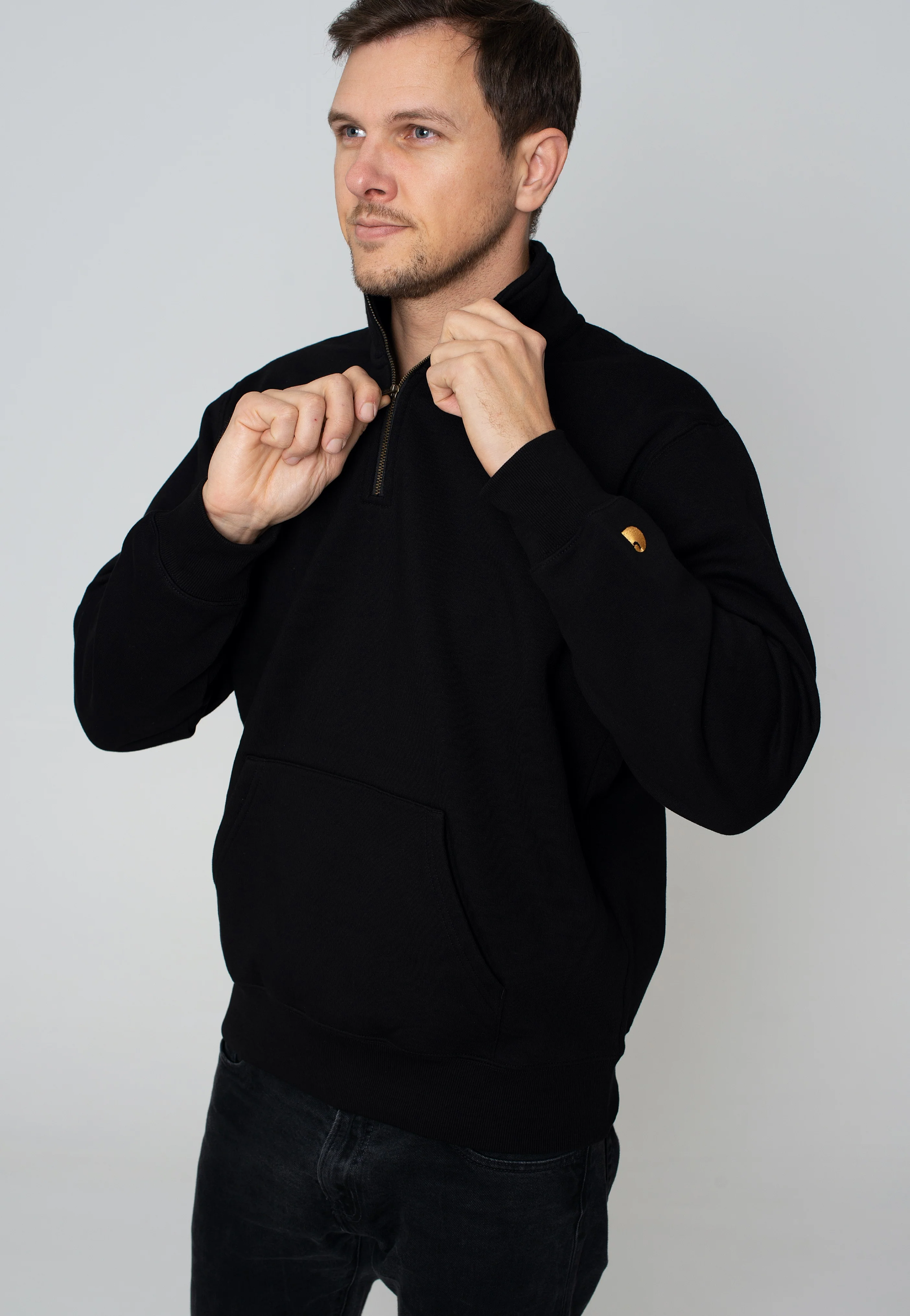 Carhartt WIP - Chase Neck Zip Black/Gold - Sweater - Image 2