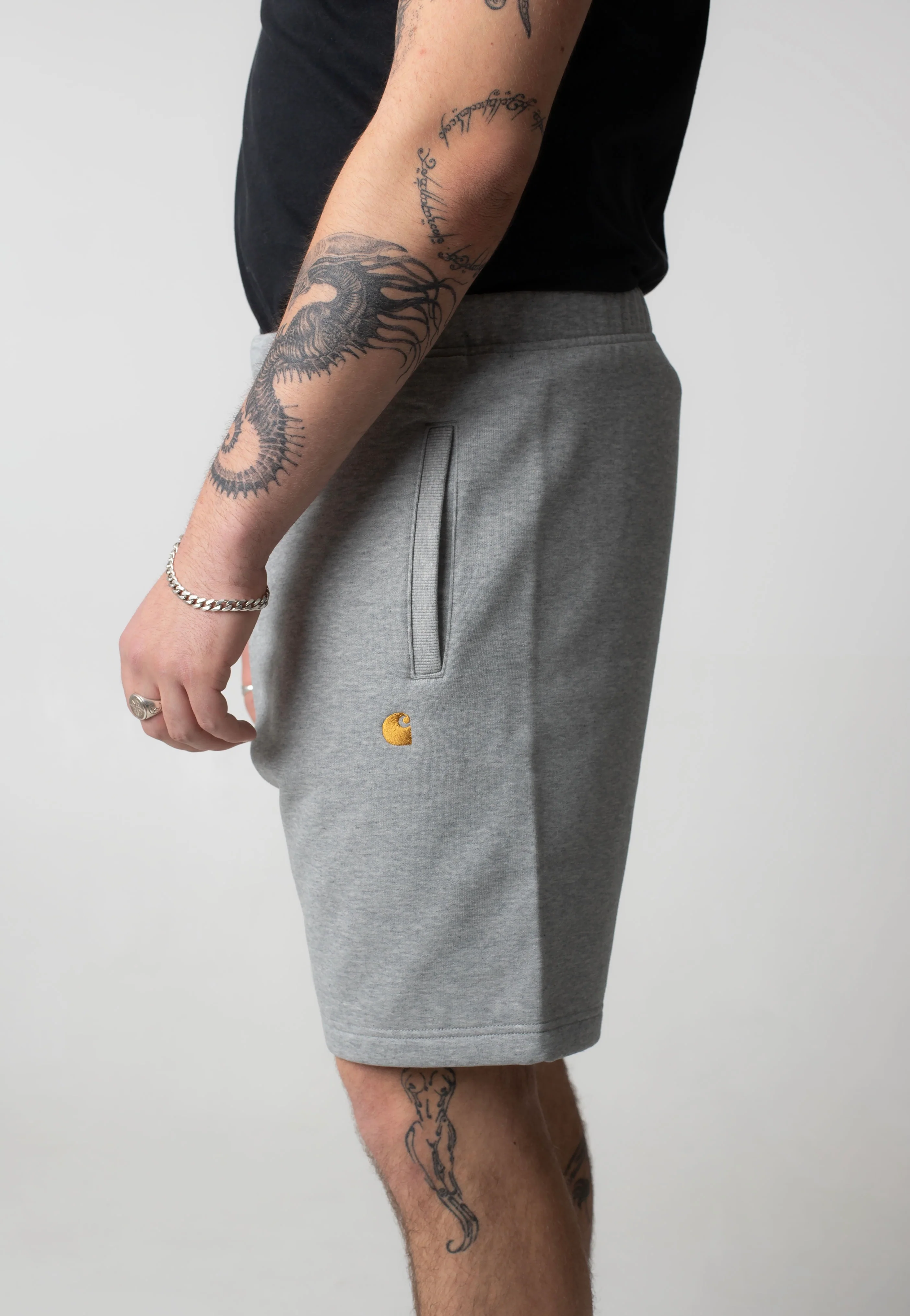 Carhartt WIP - Chase Sweat Grey Heather/Gold - Shorts - Image 7