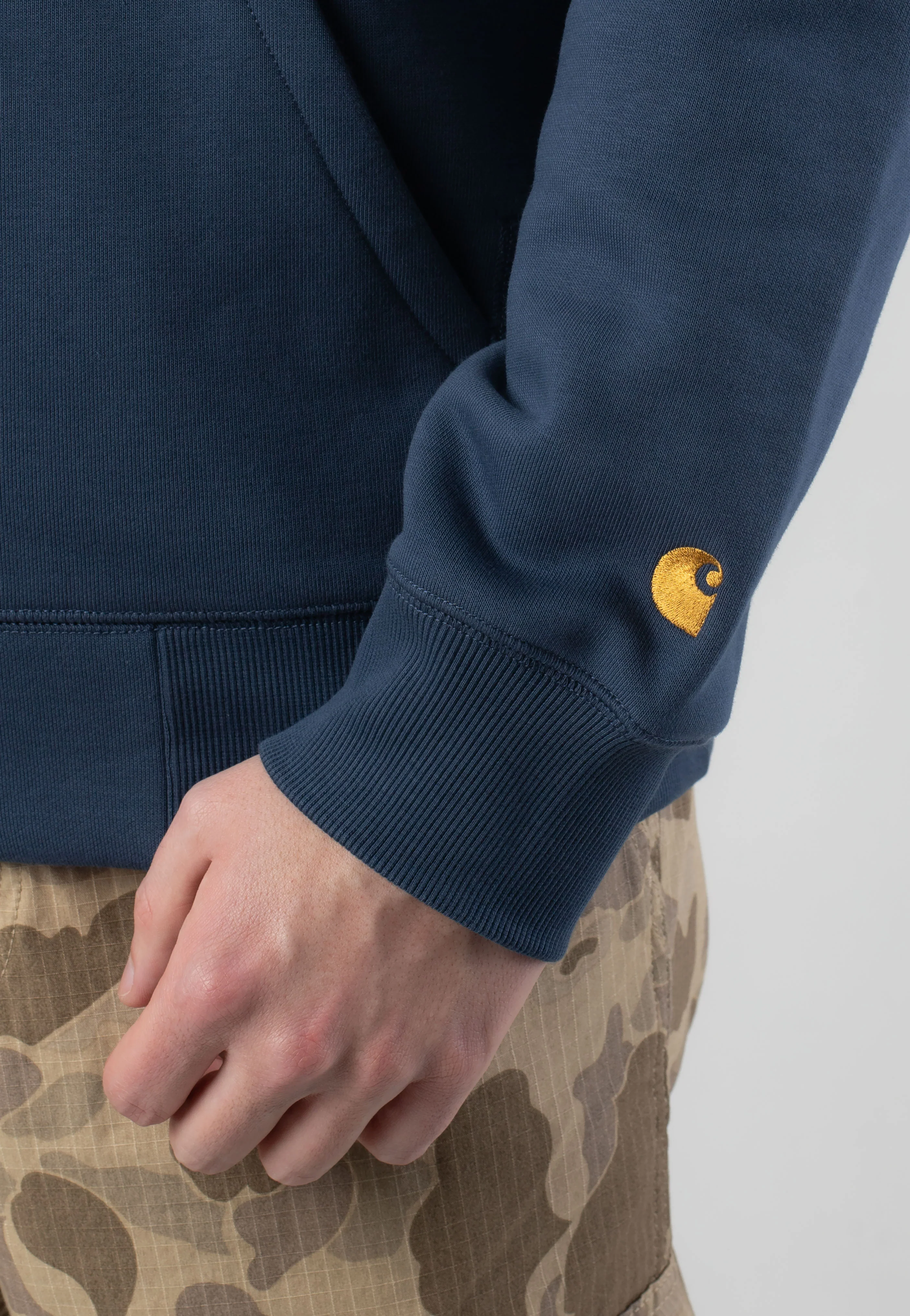 Carhartt WIP - Hooded Chase Dusky Blue/Gold - Zipper - Image 4