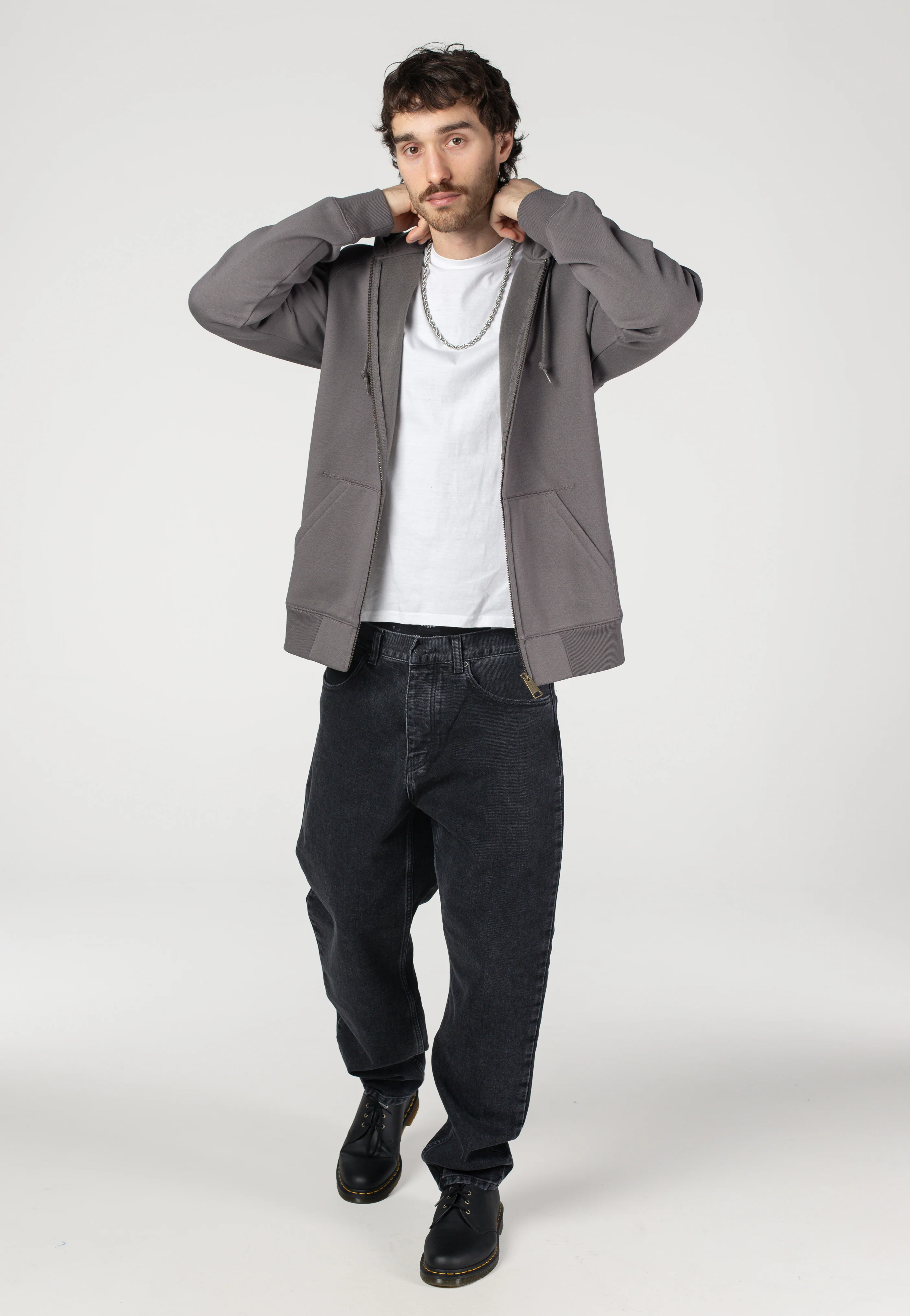 Carhartt WIP - Hooded Chase Porphyry/Gold - Zipper - Image 2