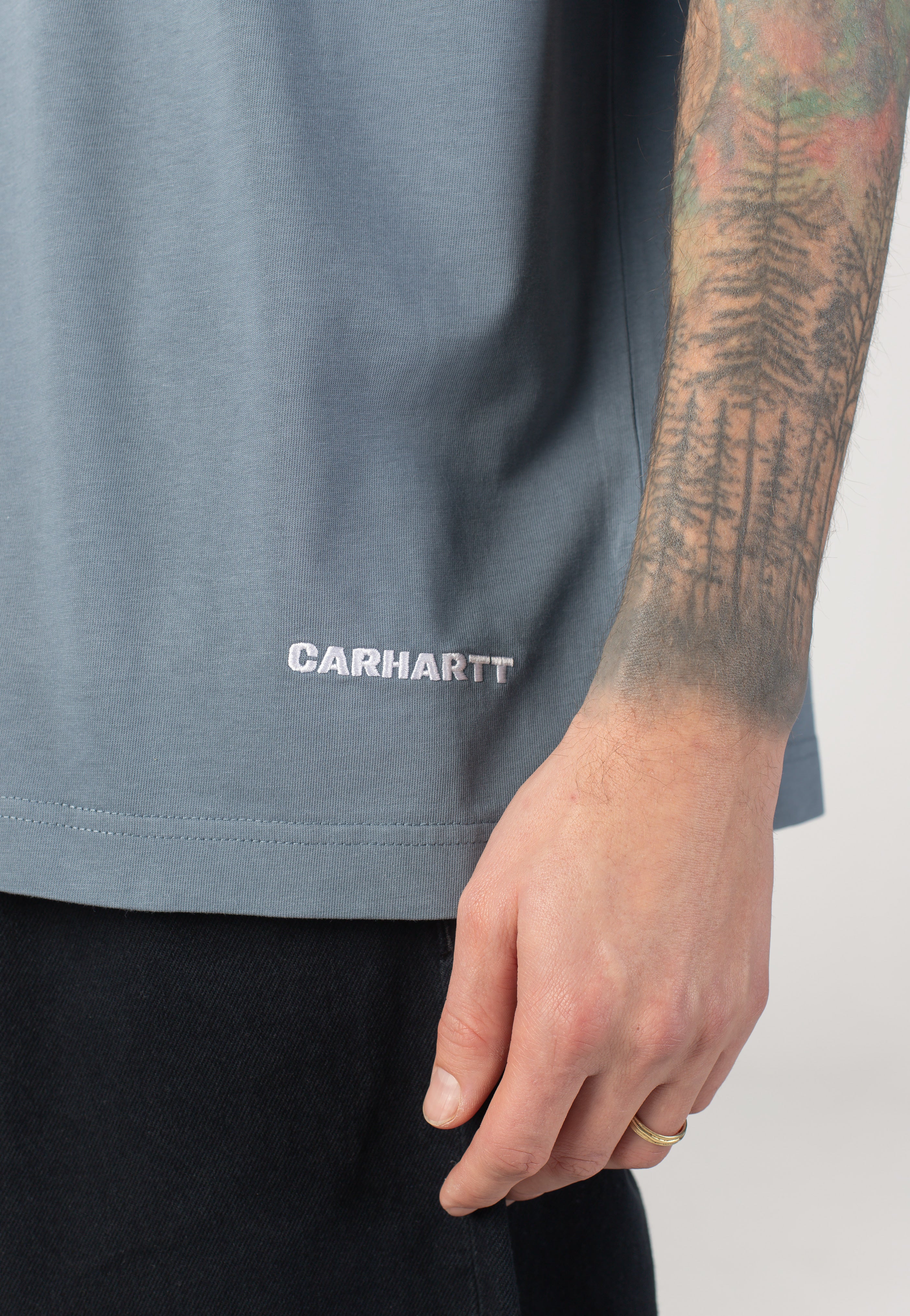 Carhartt WIP - Link Script Velvet Blue/White - T-Shirt - Image 3