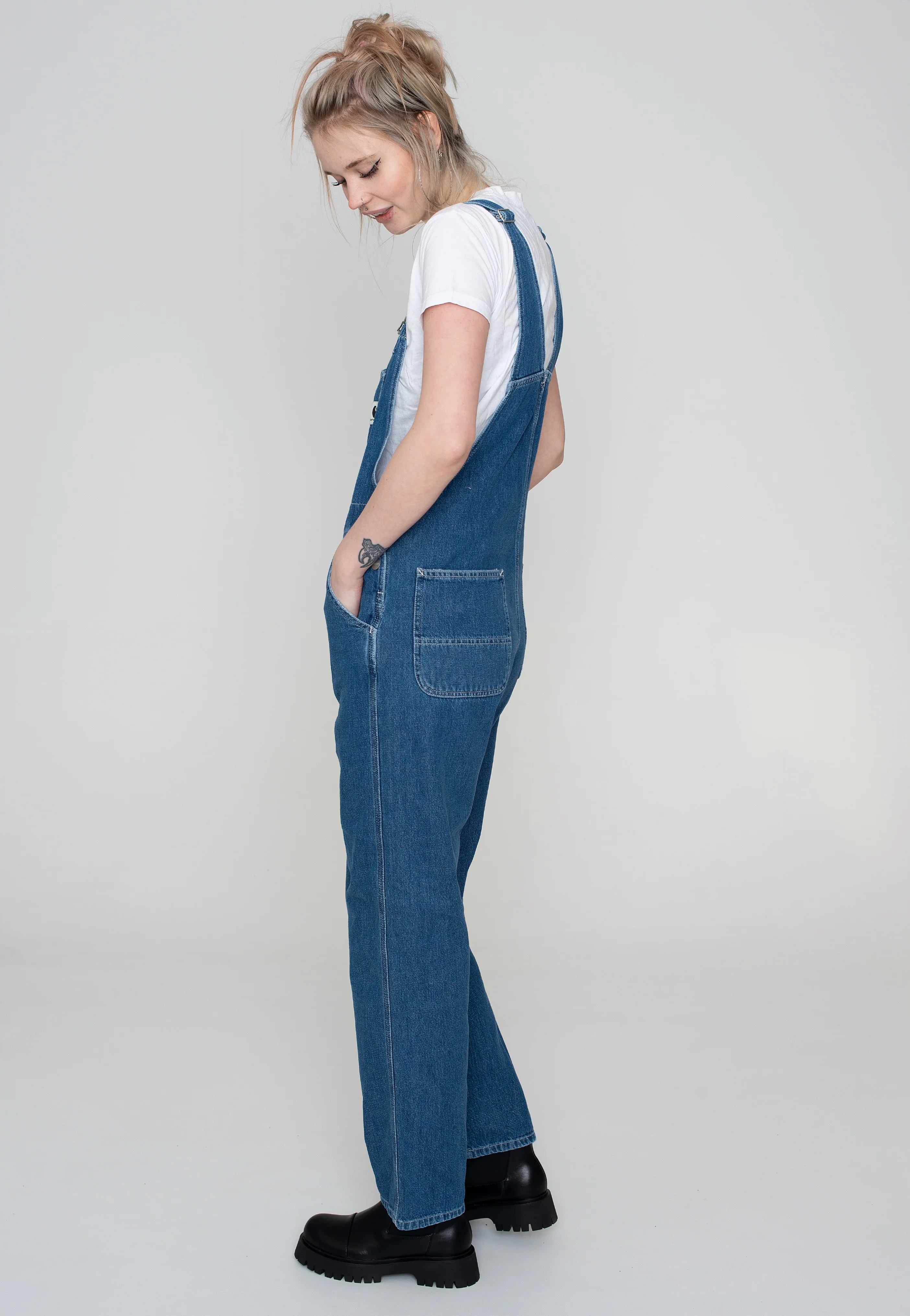 Carhartt WIP - W' Bib Overall Straight Stone Washed Blue - Dungarees - Image 3