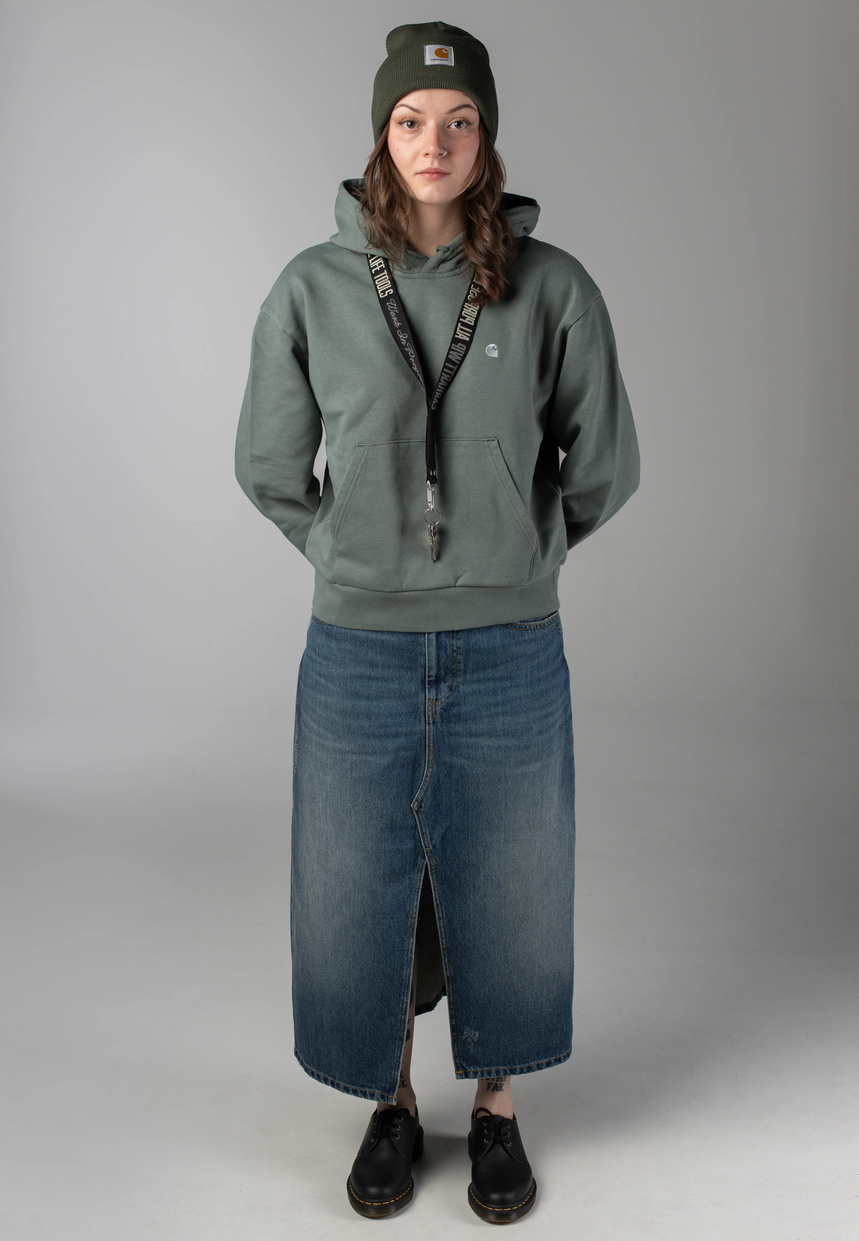 Carhartt WIP - W' Hooded Casey Velvet Green/Silver - Hoodie