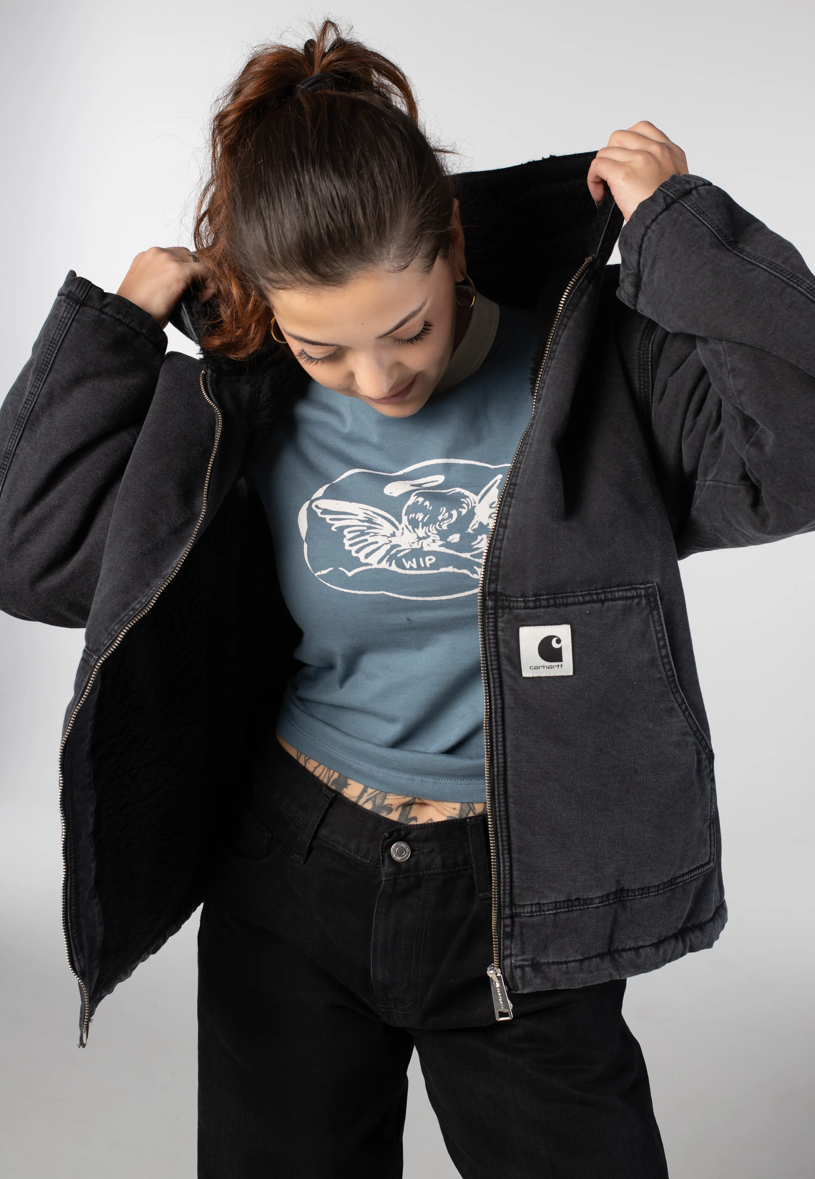 Carhartt WIP - W' Hooded Mitch Dusky Canvas Black - Jacket - Image 2
