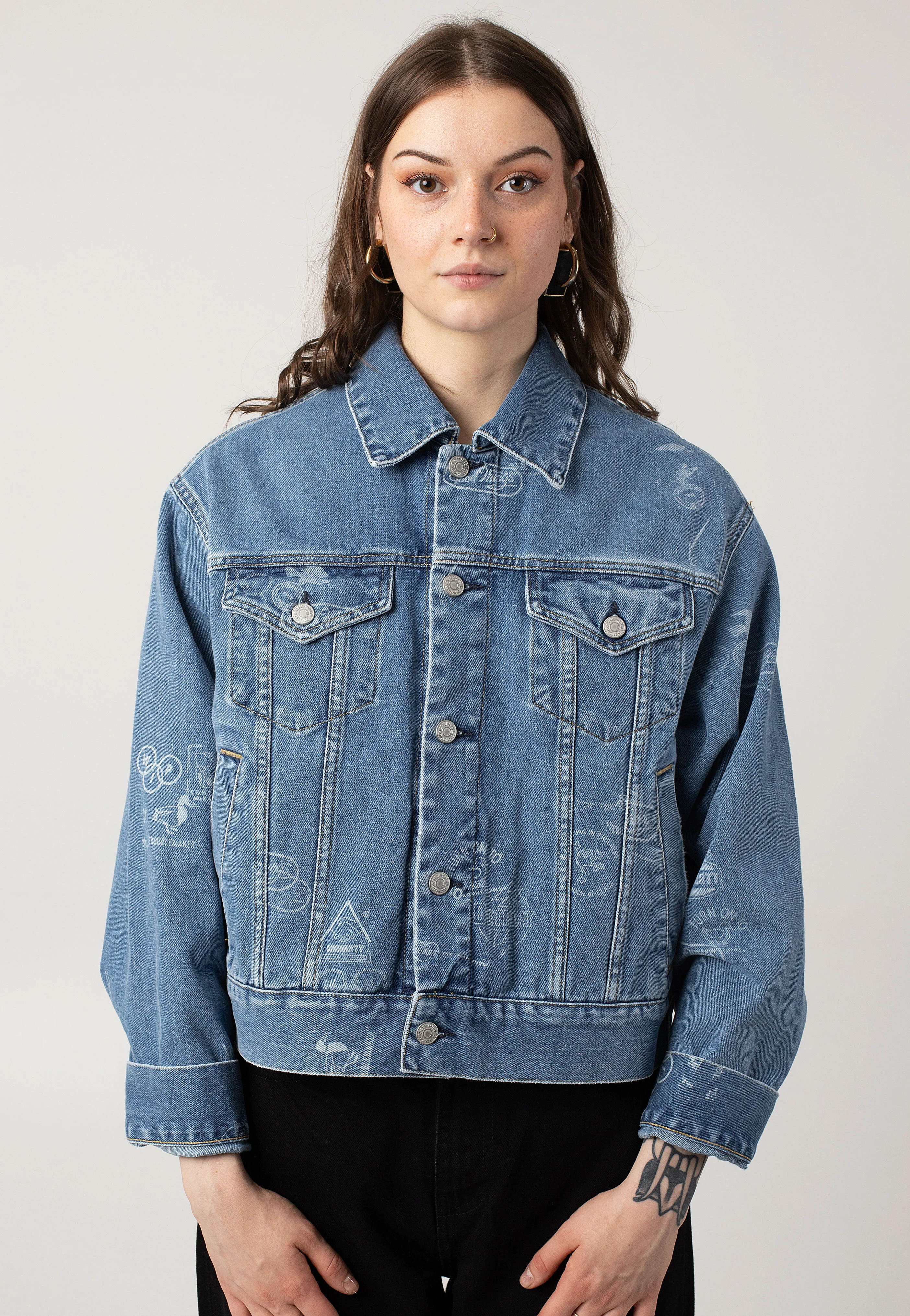 Carhartt WIP - W' Stamp Jeans Jacket Bleached Stamp Print/Blue - Jeans Jacket - Image 4
