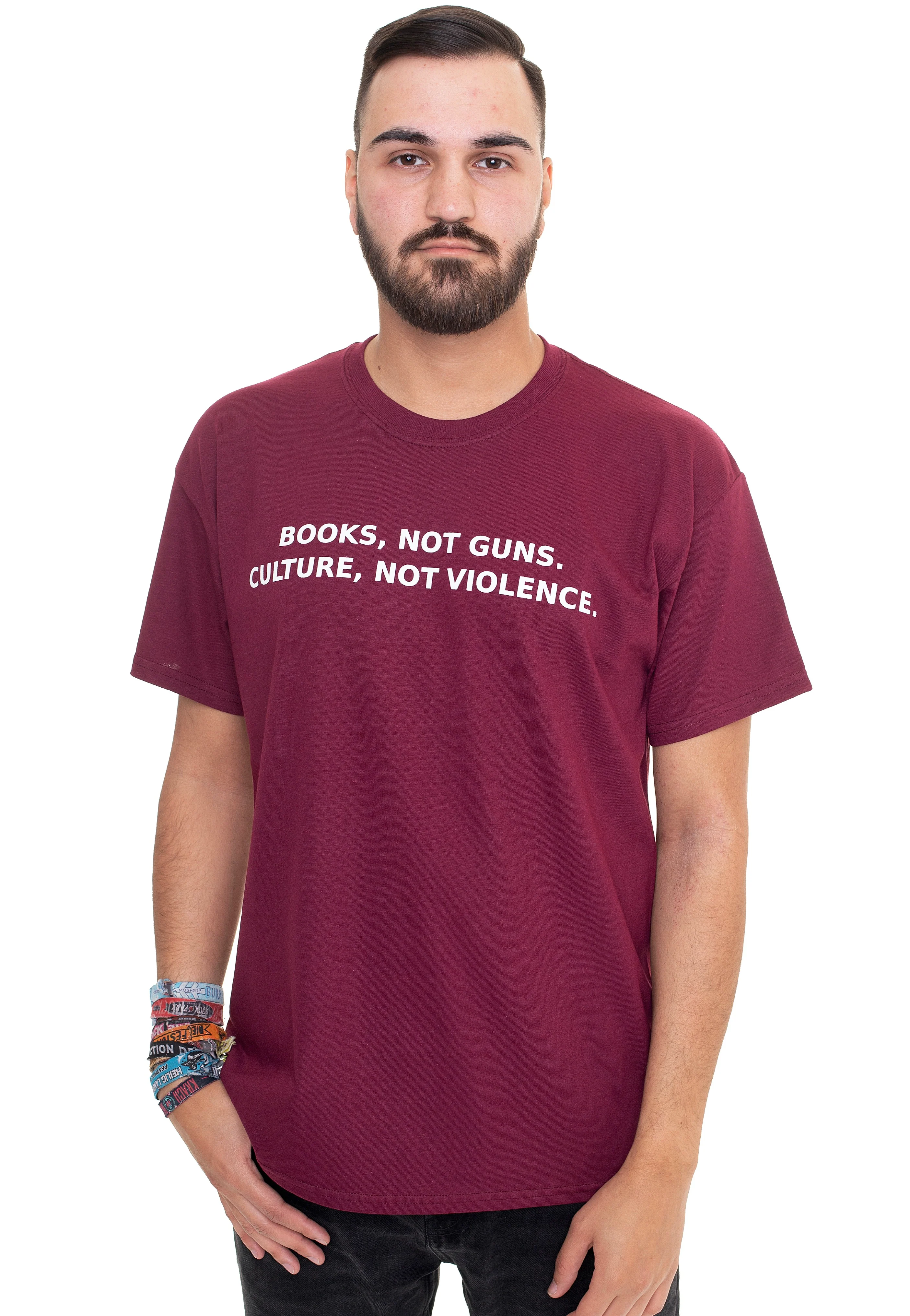 Dancitee - Books Not Guns Burgundy - T-Shirt