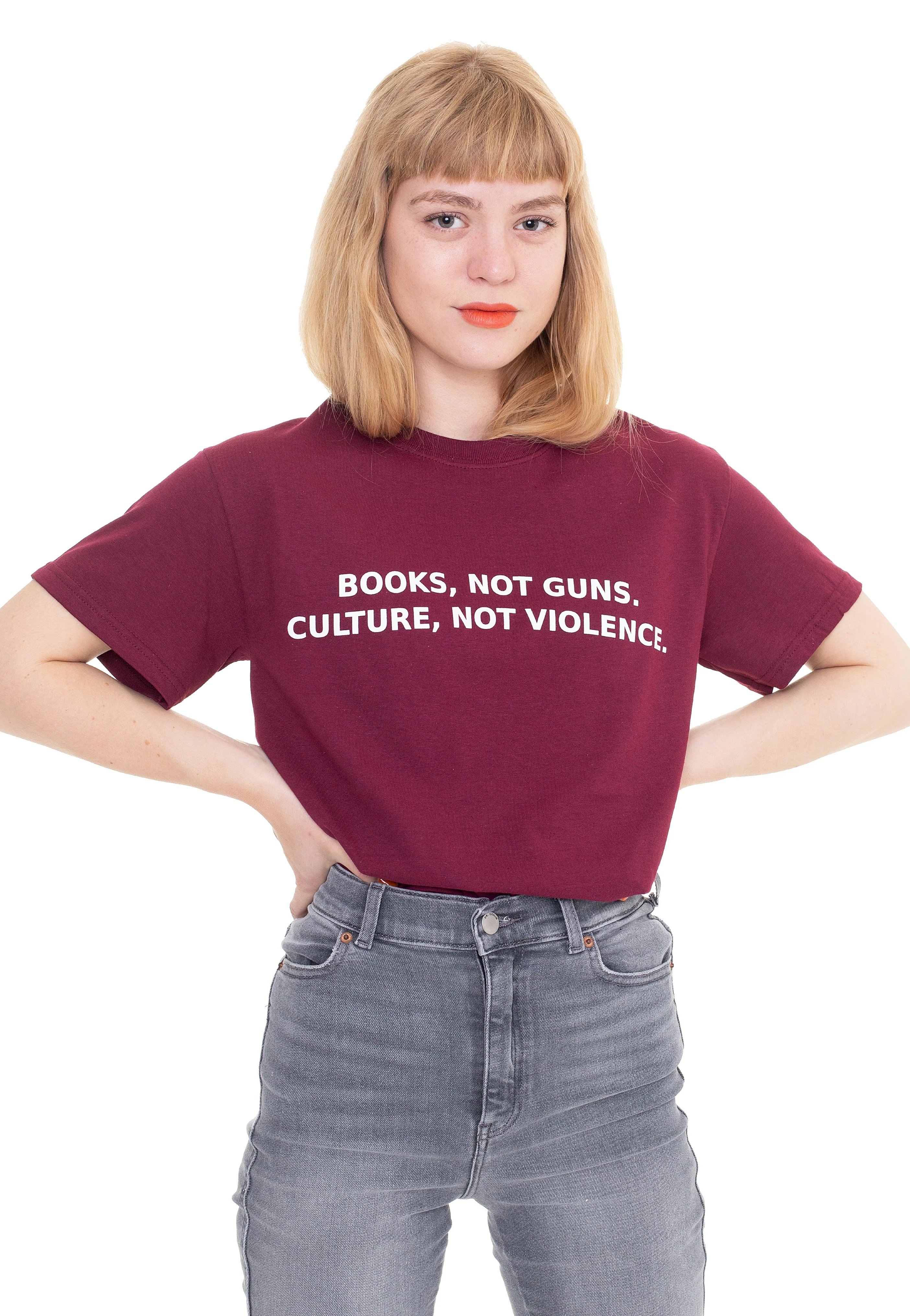 Dancitee - Books Not Guns Burgundy - T-Shirt - Image 4
