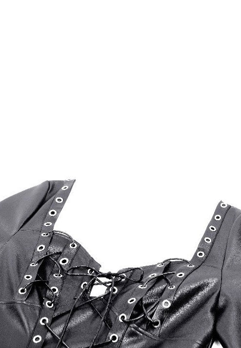 Dark In Love - Edgy Leather Punk Asymmetrical - Dress - Image 11