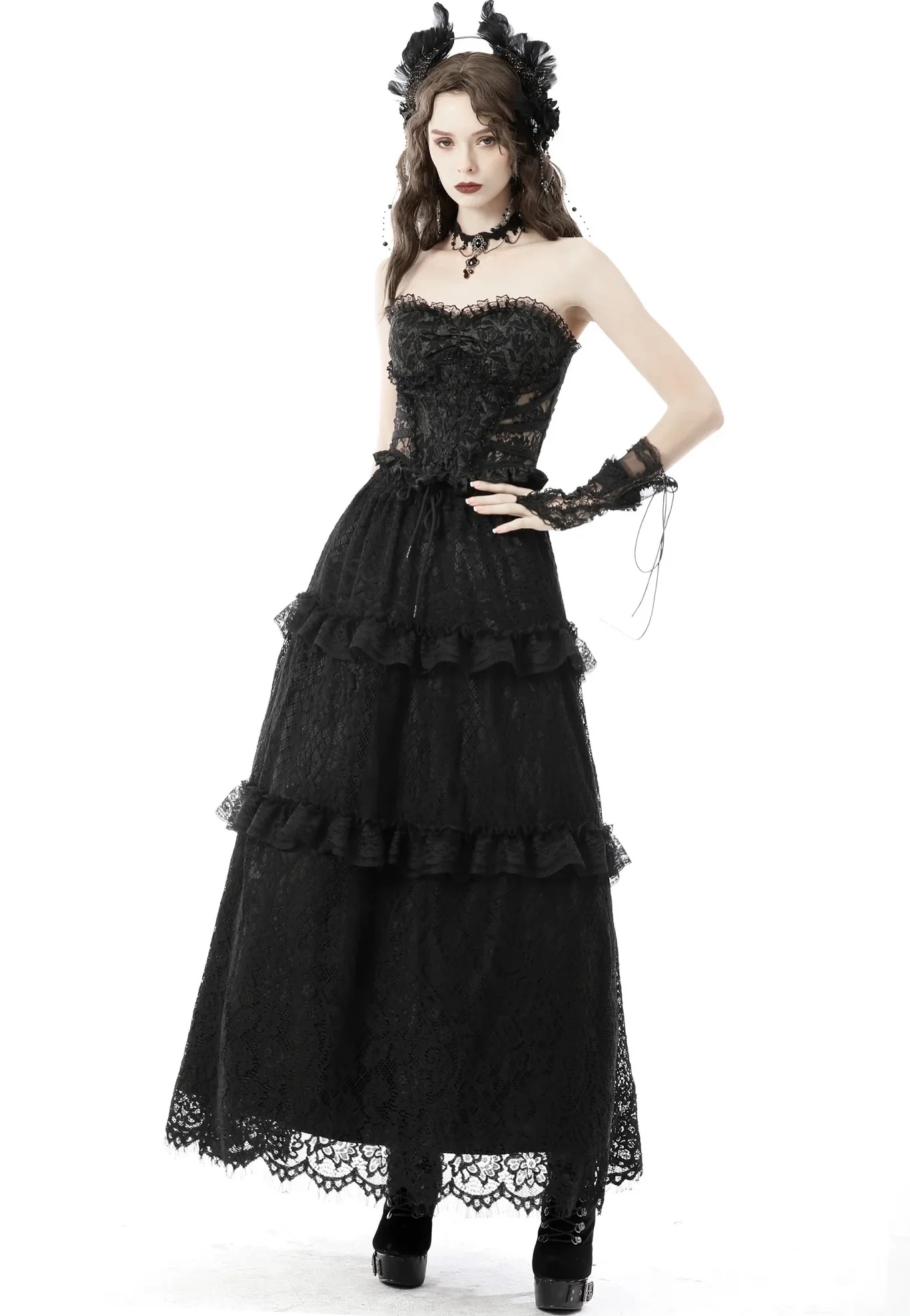 Dark In Love - Gothic Hollow Out Sexy Jacquard Black - Corset - Image 2