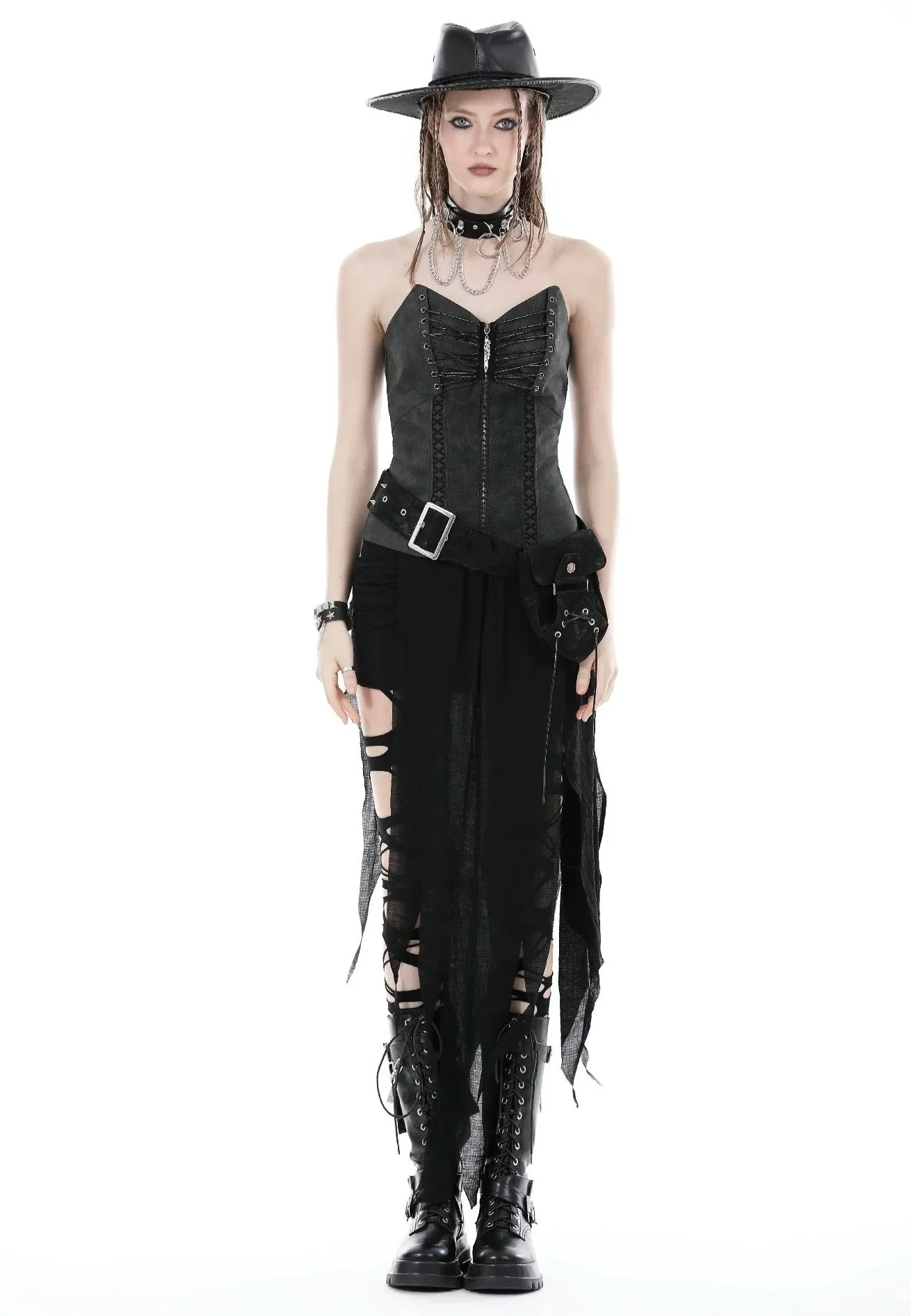 Dark In Love - Punk Decadent Irregular Black - Skirt - Image 8