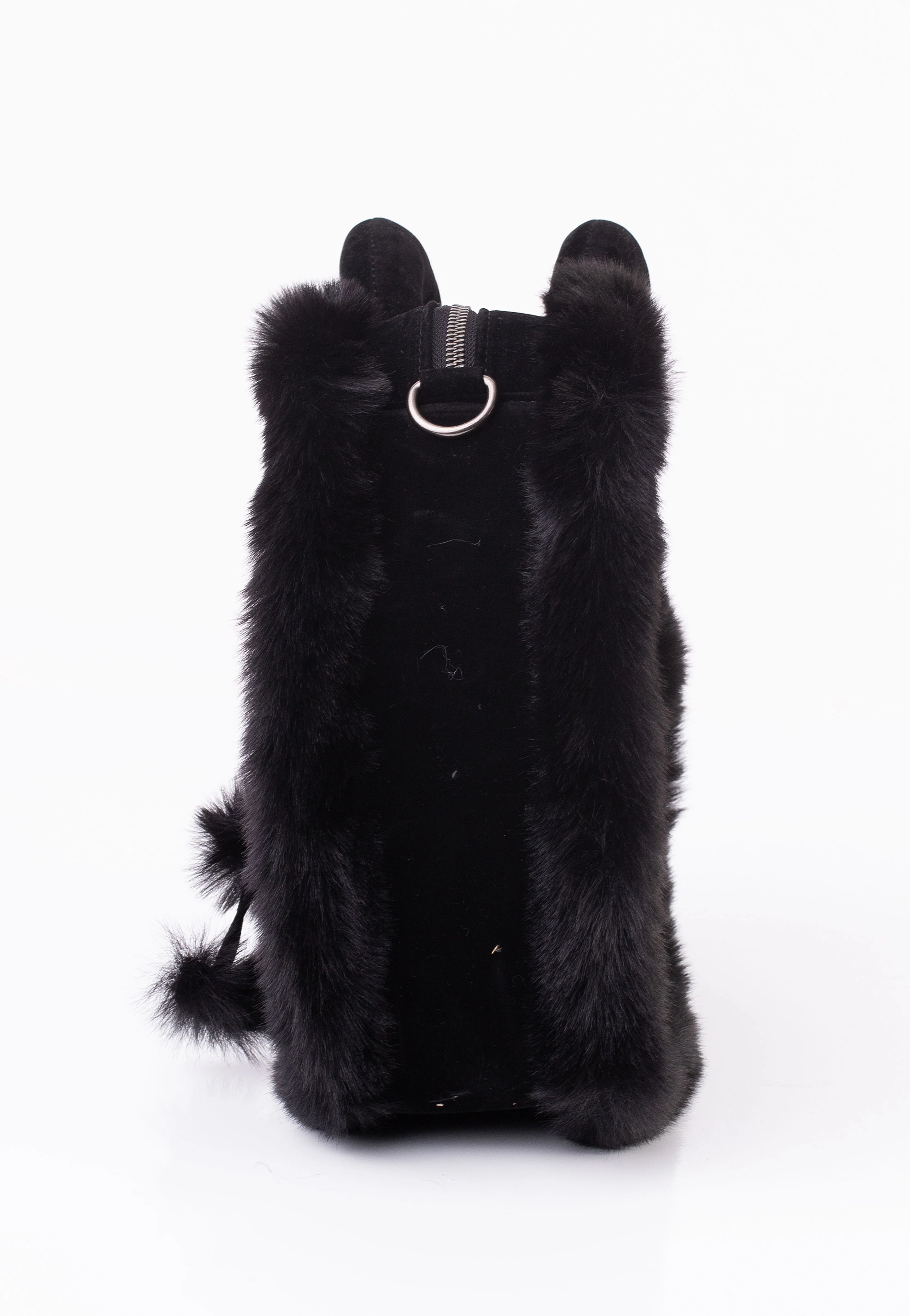 DemoniaCult - Faux Suede And Fur Heart Shaped Black - Bag - Image 3