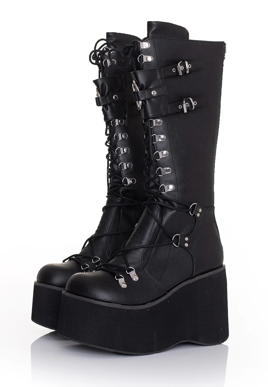 Kera 200 Lace Up Knee High Black Vegan Leather - Girl Shoes - Image 2