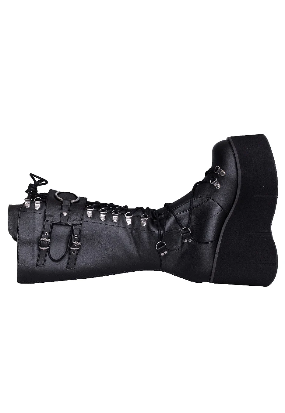 Kera 200 Lace Up Knee High Black Vegan Leather - Girl Shoes - Image 4