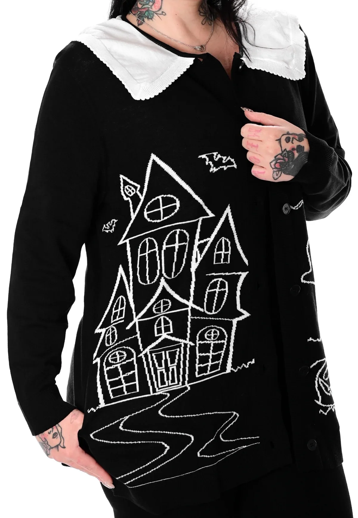 Foxblood - Haunted House Collar Black - Cardigan - Image 4
