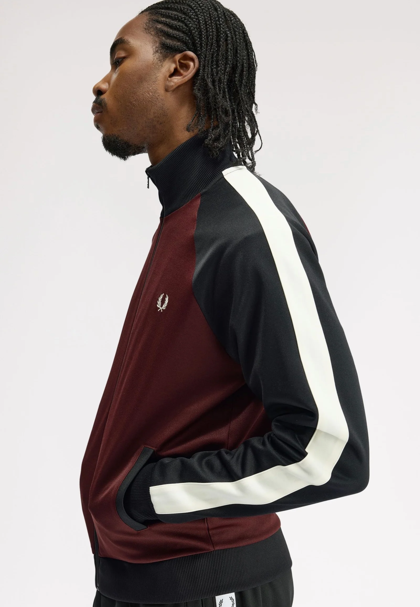 Fred Perry - Contrast Sleeve Oxblood - Track Jacket - Image 4