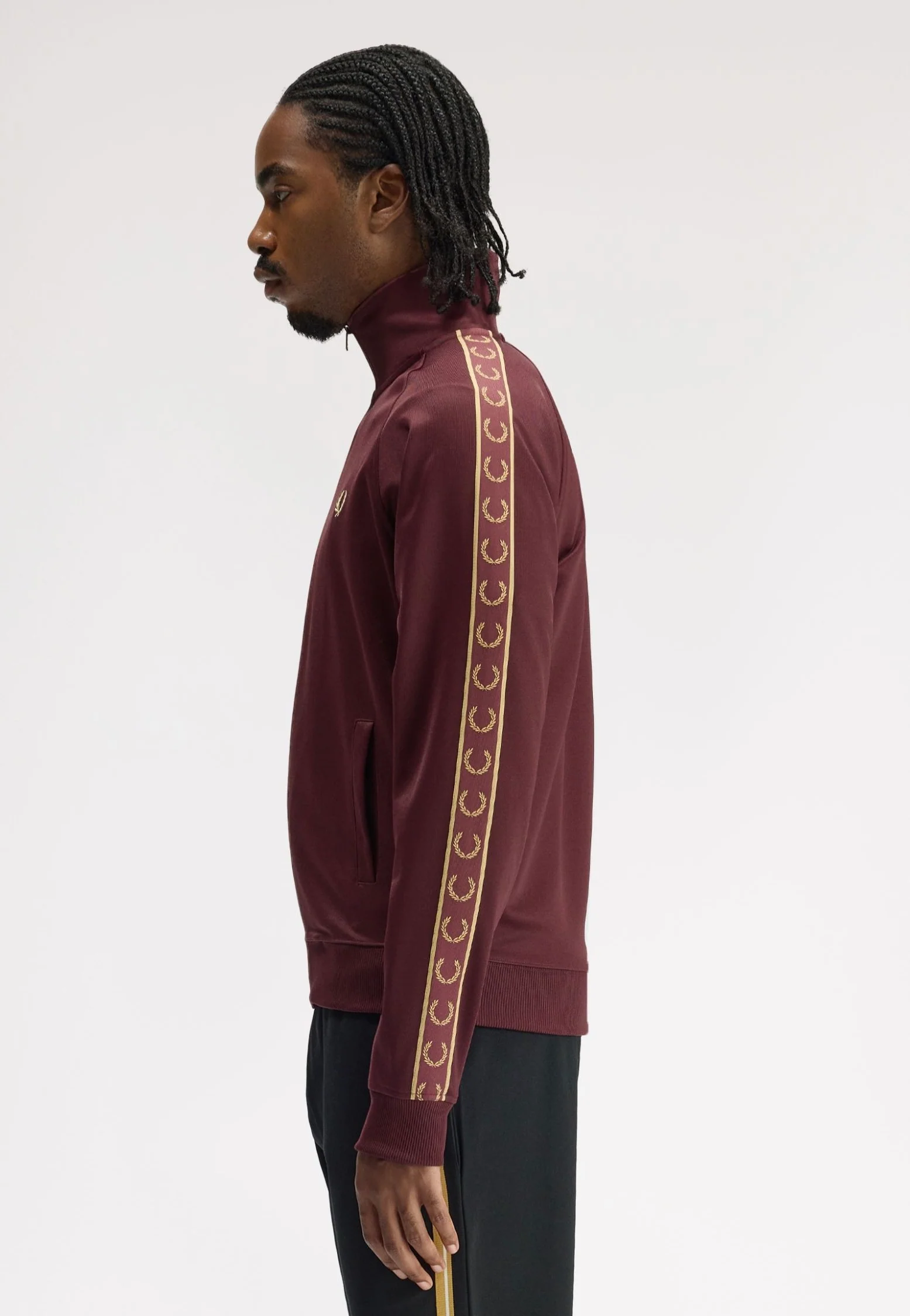 Fred Perry - Contrast Tape Oxblood/Champagne - Track Jacket - Image 6