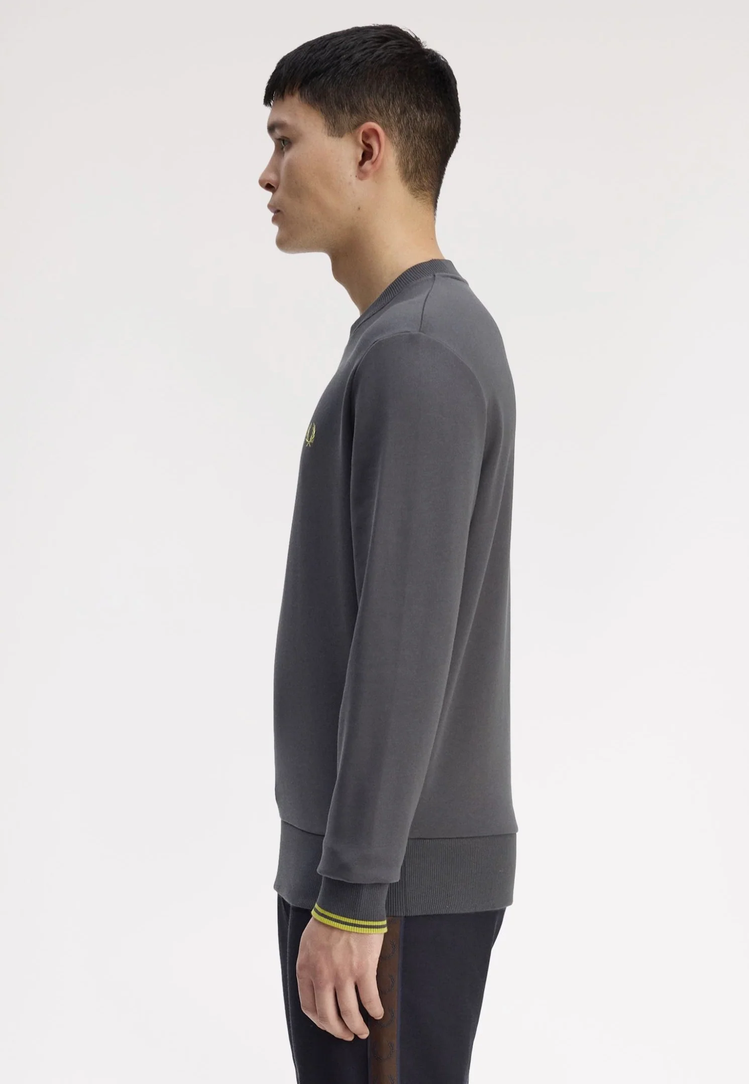 Fred Perry - Crew Neck Anchor Grey/Tennis Ball Yellow - Sweater - Image 5