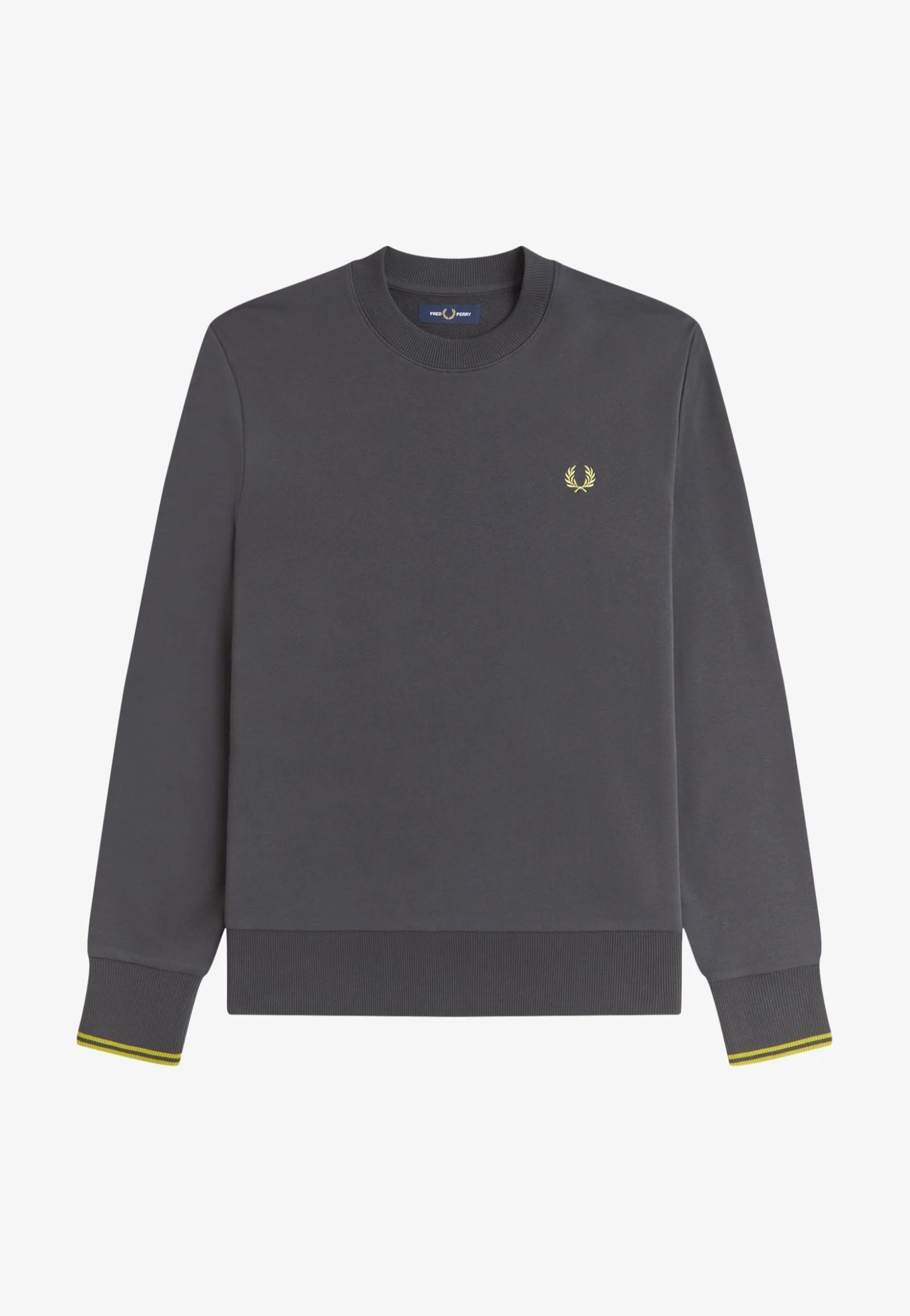 Fred Perry - Crew Neck Anchor Grey/Tennis Ball Yellow - Sweater - Image 6