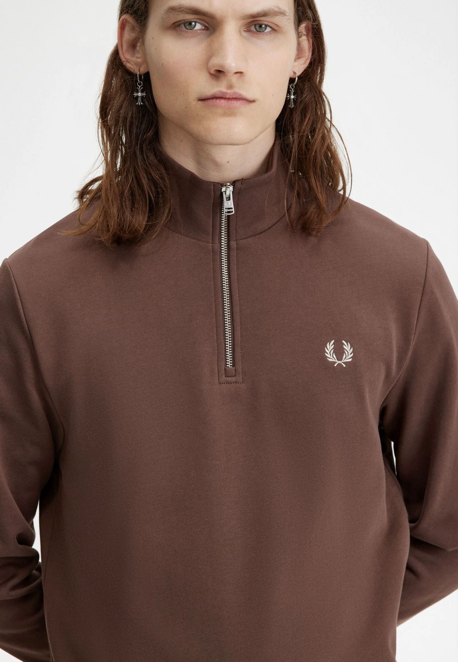Fred Perry - Half Zip Brick/Warm Grey - Sweater - Image 2