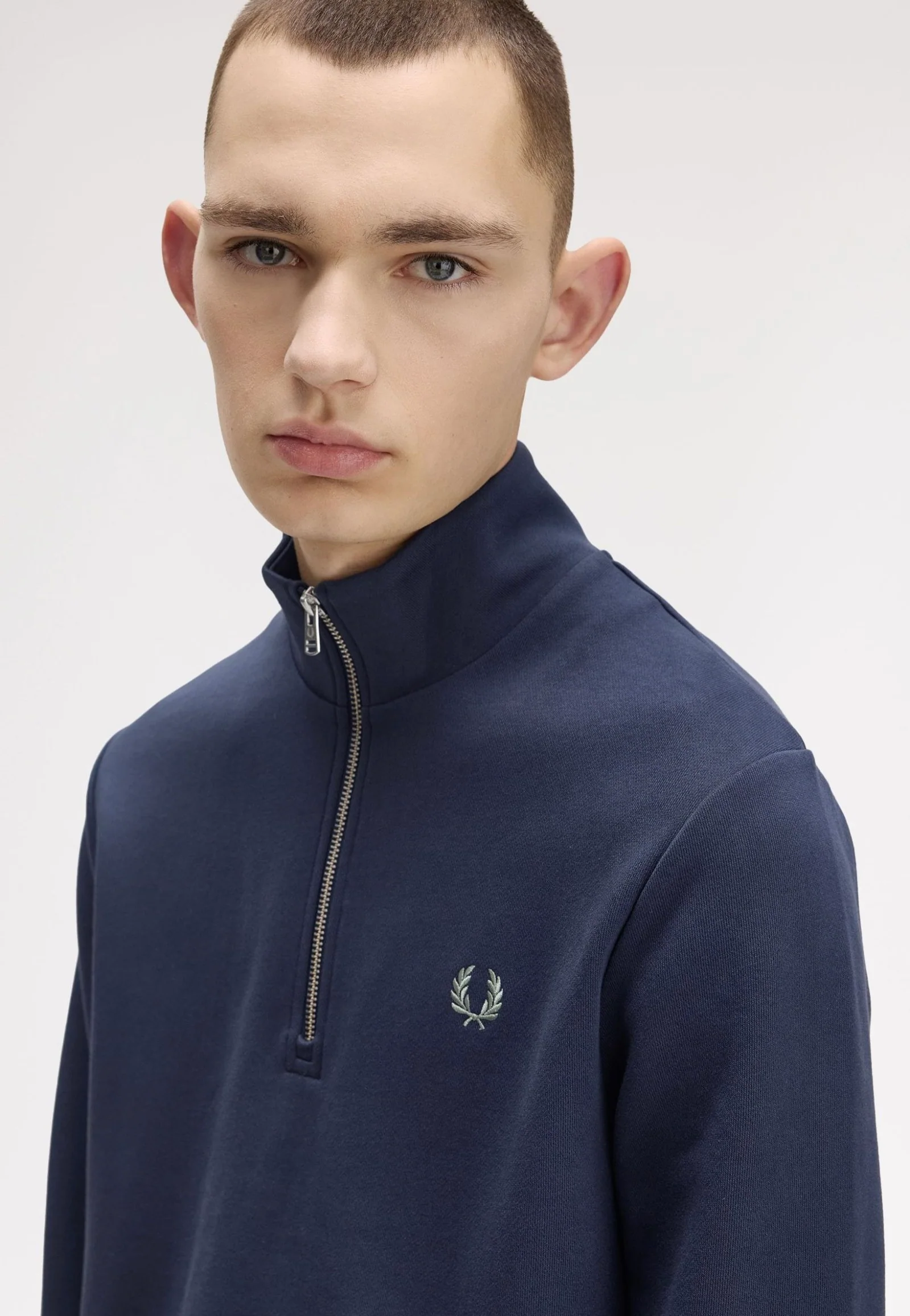Fred Perry - Half Zip Sweatshirt Dark Airforce/Light Ice/Bayleaf - Sweater - Image 2