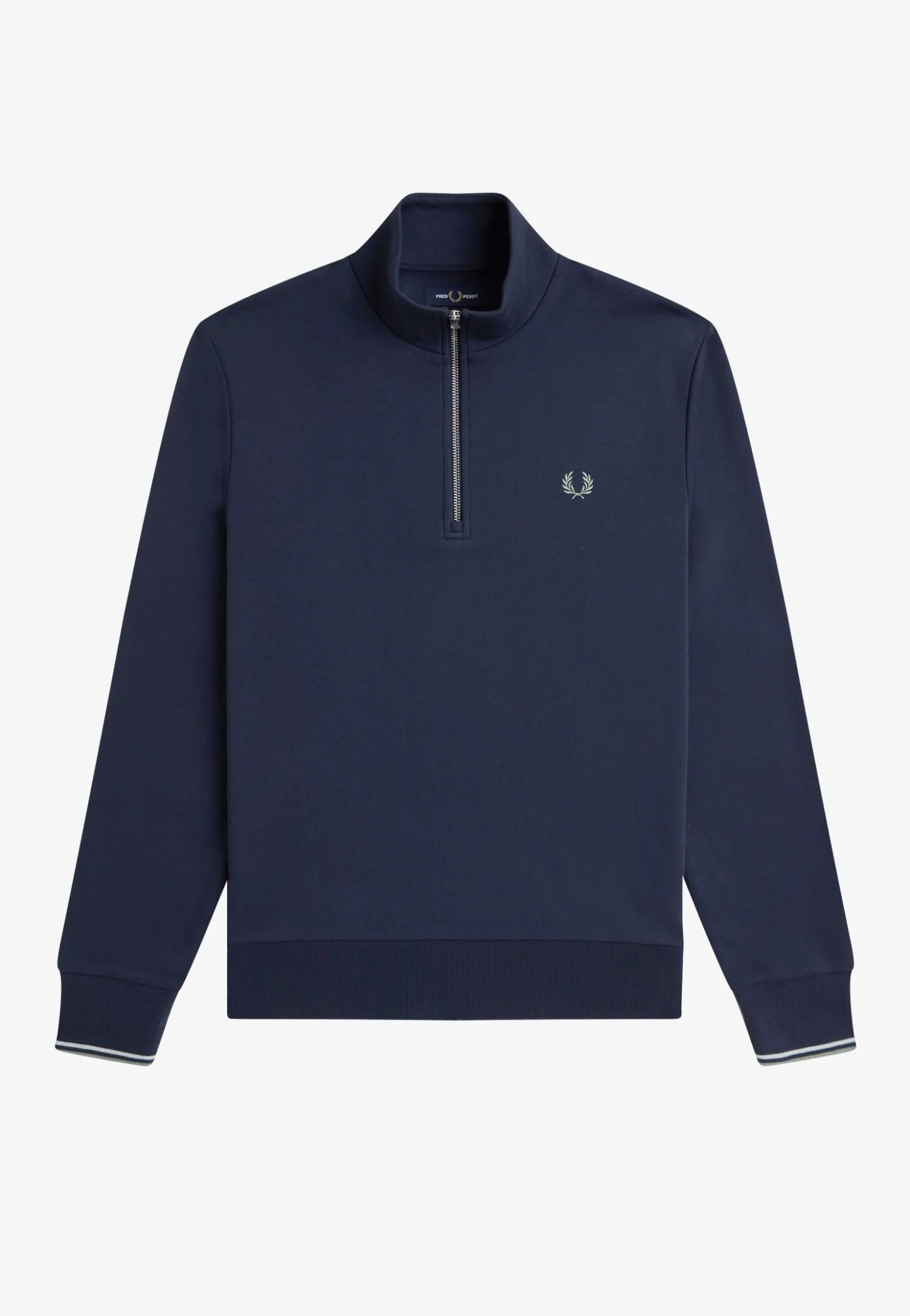 Fred Perry - Half Zip Sweatshirt Dark Airforce/Light Ice/Bayleaf - Sweater - Image 6