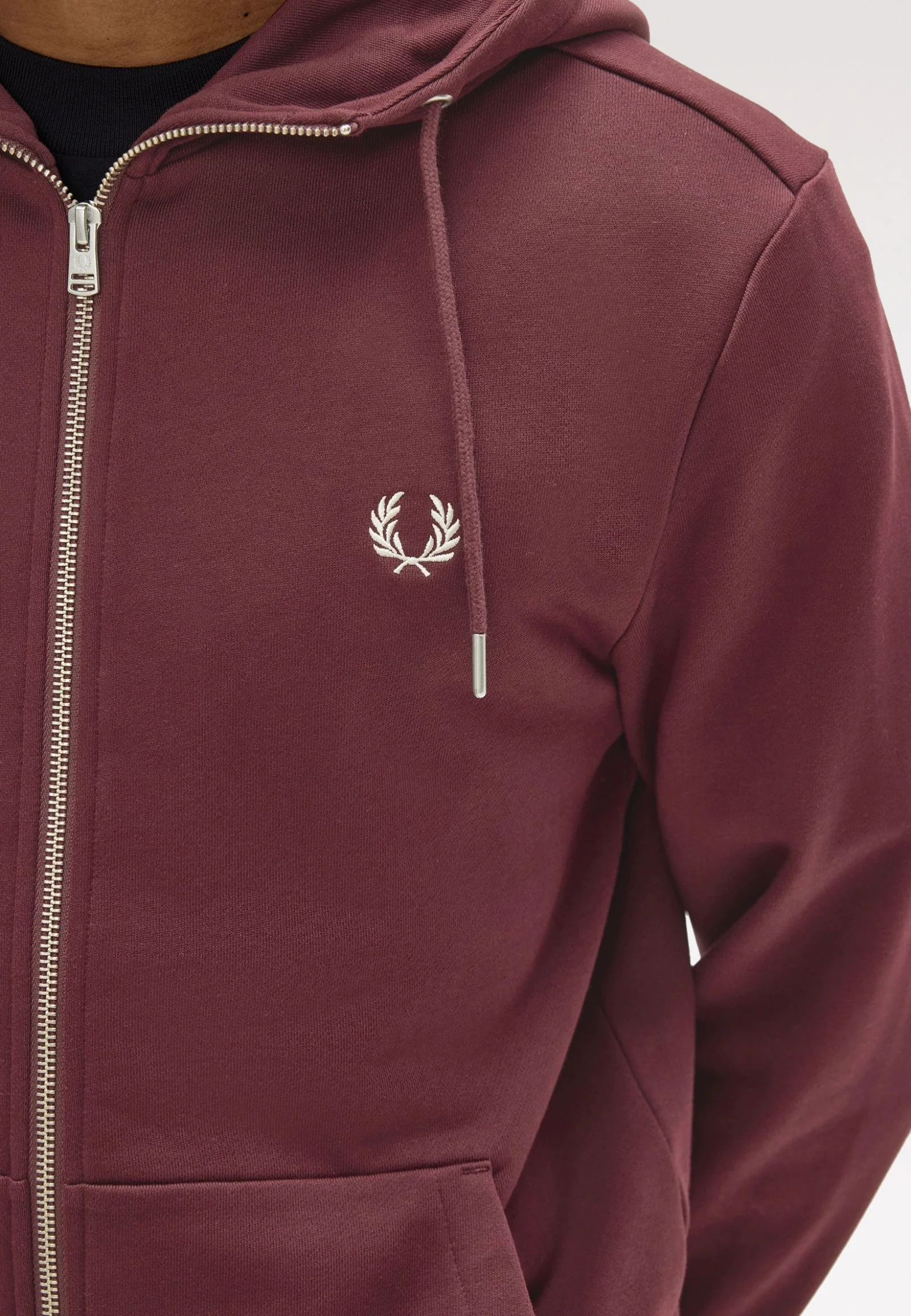 Fred Perry - Hooded Zip Through Oxblood/Ecru/Ecru - Zipper - Image 10