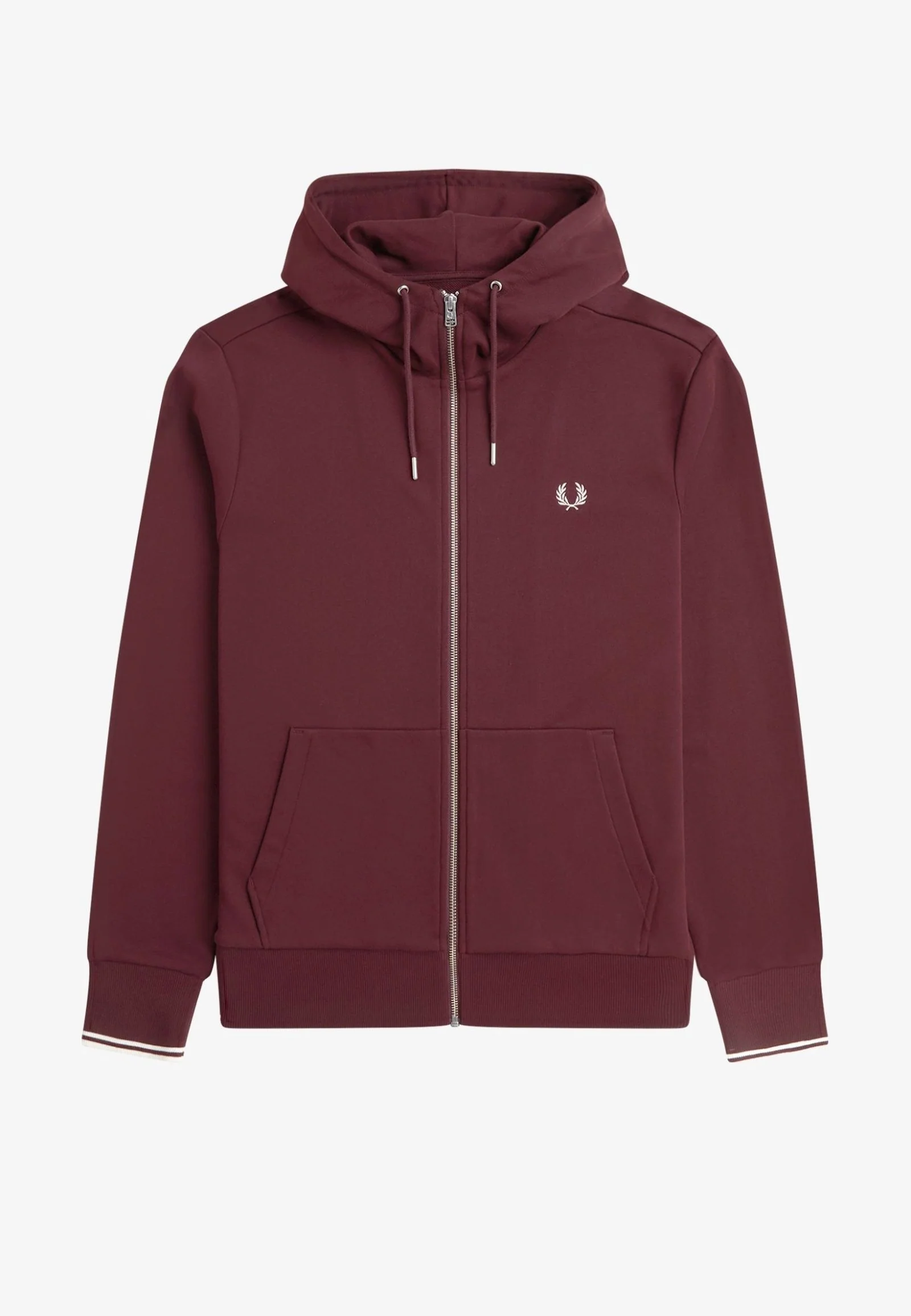 Fred Perry - Hooded Zip Through Oxblood/Ecru/Ecru - Zipper - Image 8