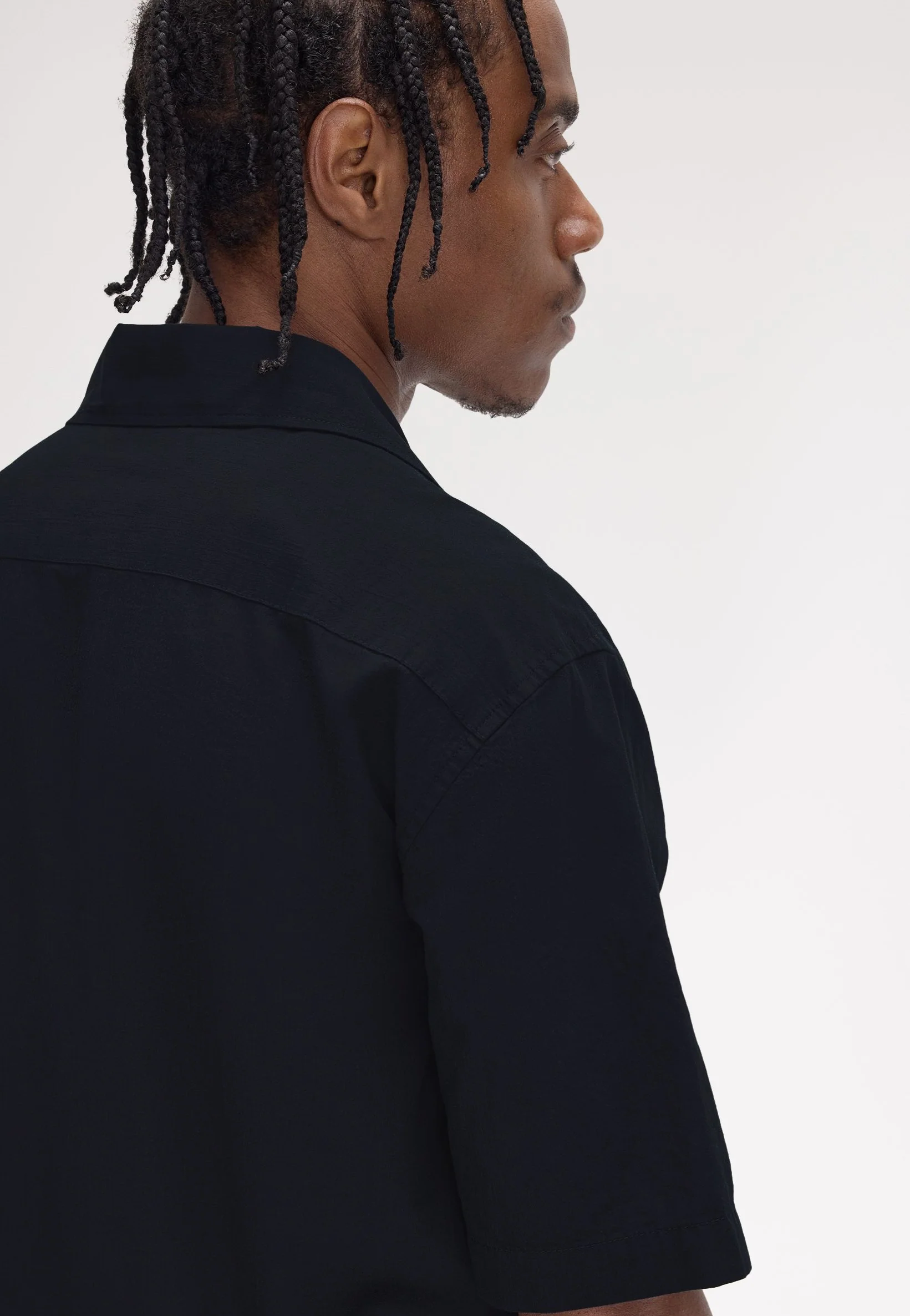 Fred Perry - Lightweight Texture Revere Collar Navy - Shirt - Image 4
