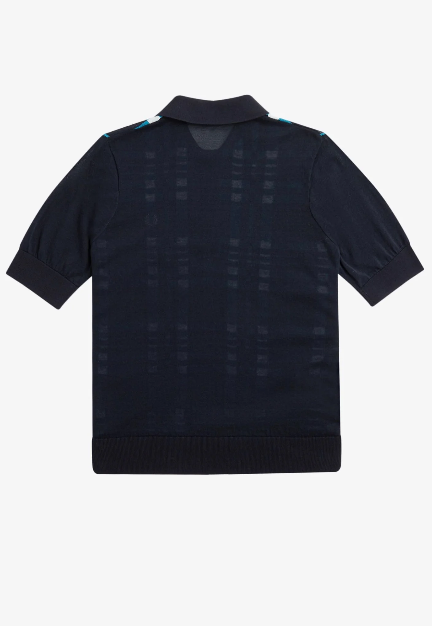 Fred Perry - Sheer Tartan Knitted Navy - Polo - Image 8