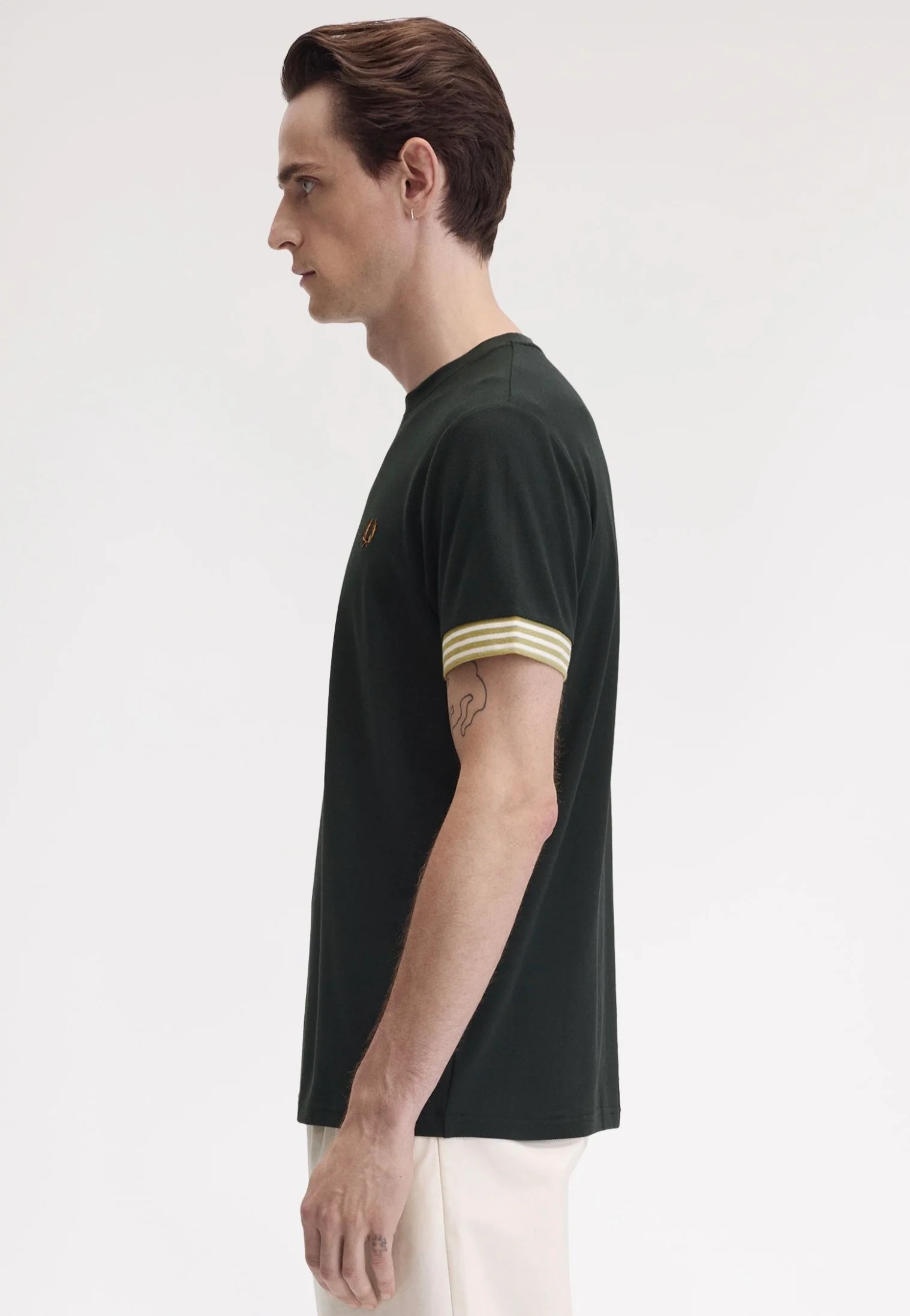 Fred Perry - Striped Cuff Night Green - T-Shirt - Image 6