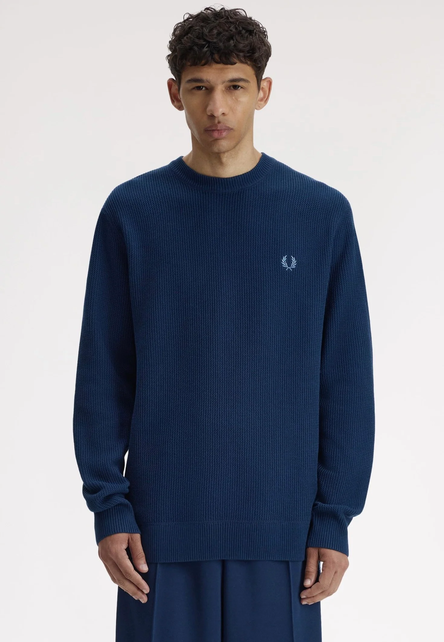 Fred Perry - Textured Jumper Tennis Blue - Pullover