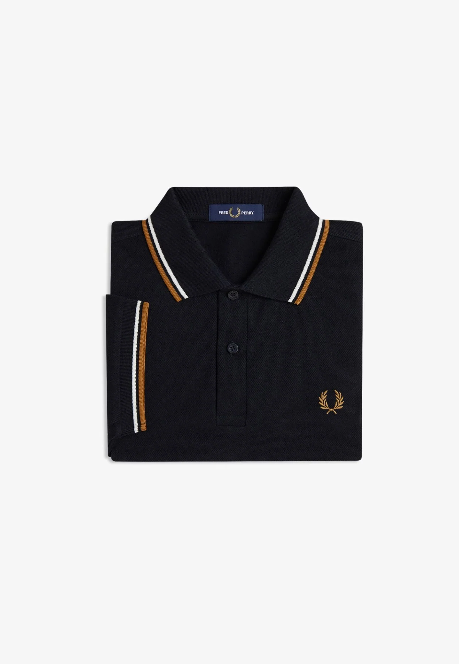 Fred Perry - Twin Tipped Black/Ecru/Dark Caramel - Polo - Image 9
