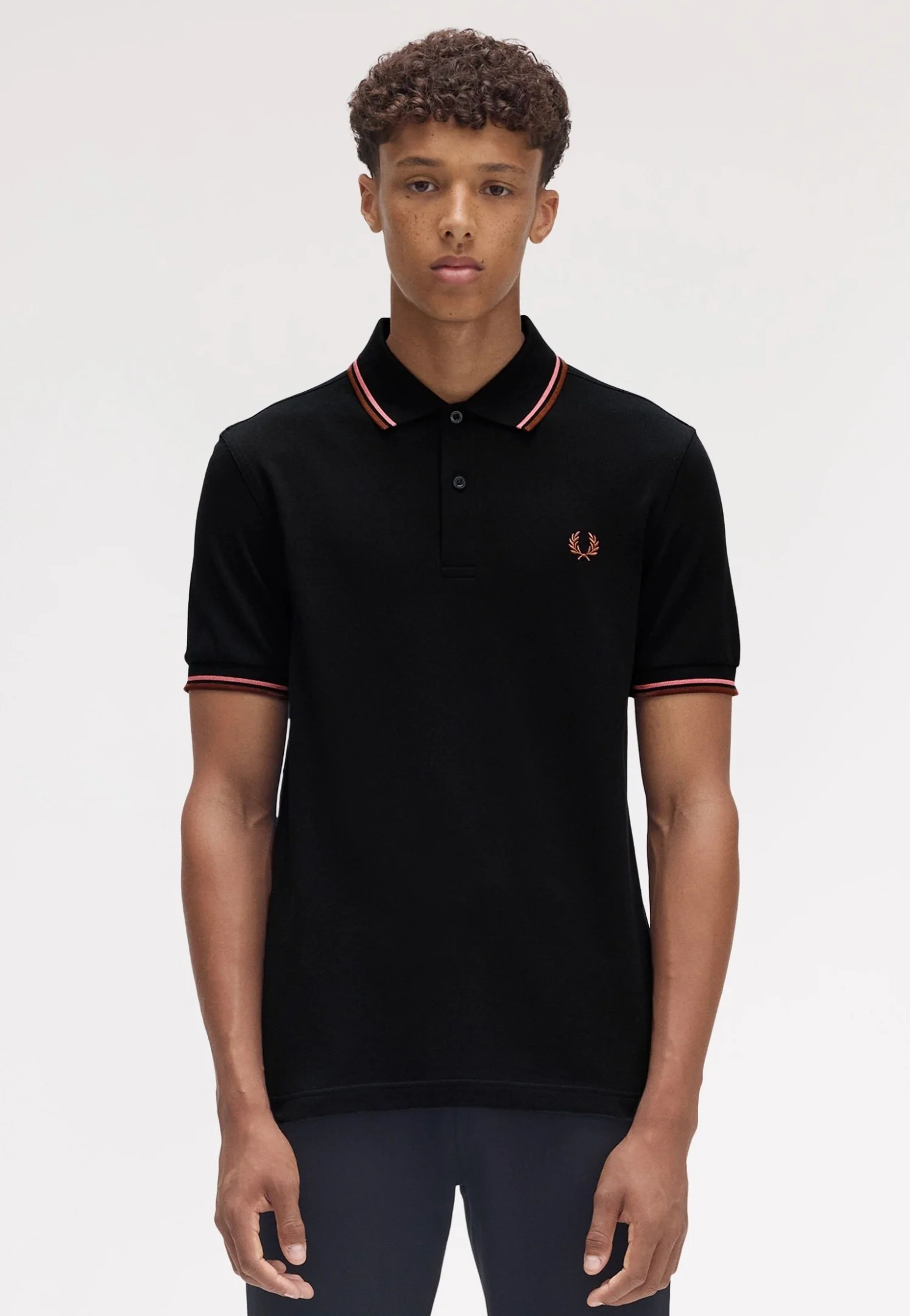 Fred Perry - Twin Tipped Black/Puttypink/Whbrw - Polo - Image 4