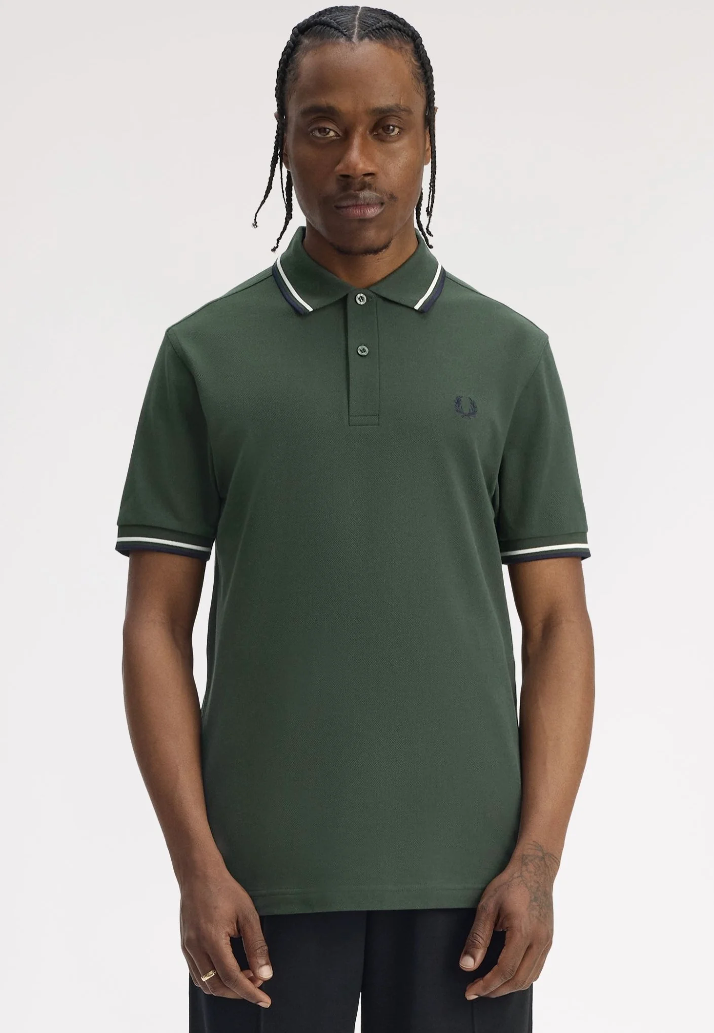 Fred Perry - Twin Tipped Court Green/Snow White/Nvy - Polo - Image 4