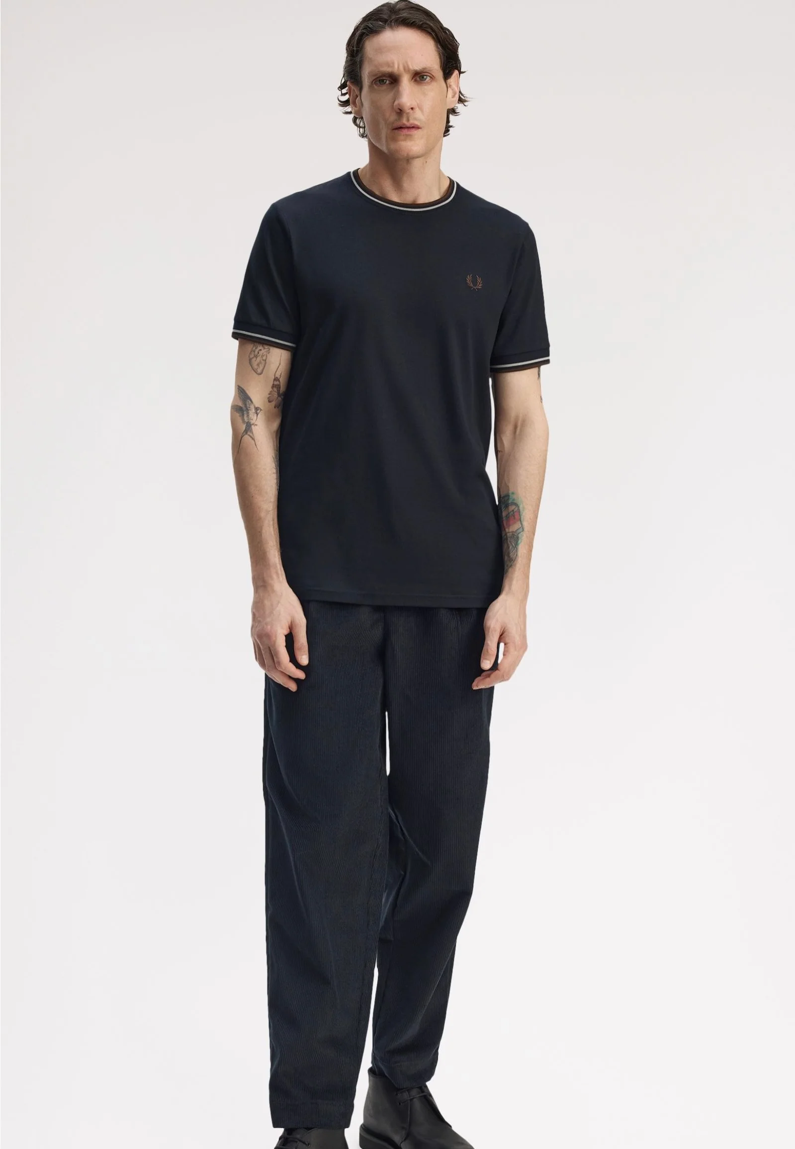 Fred Perry - Twin Tipped Navy/Warm Oat/Burnt Tobacco - T-Shirt - Image 3