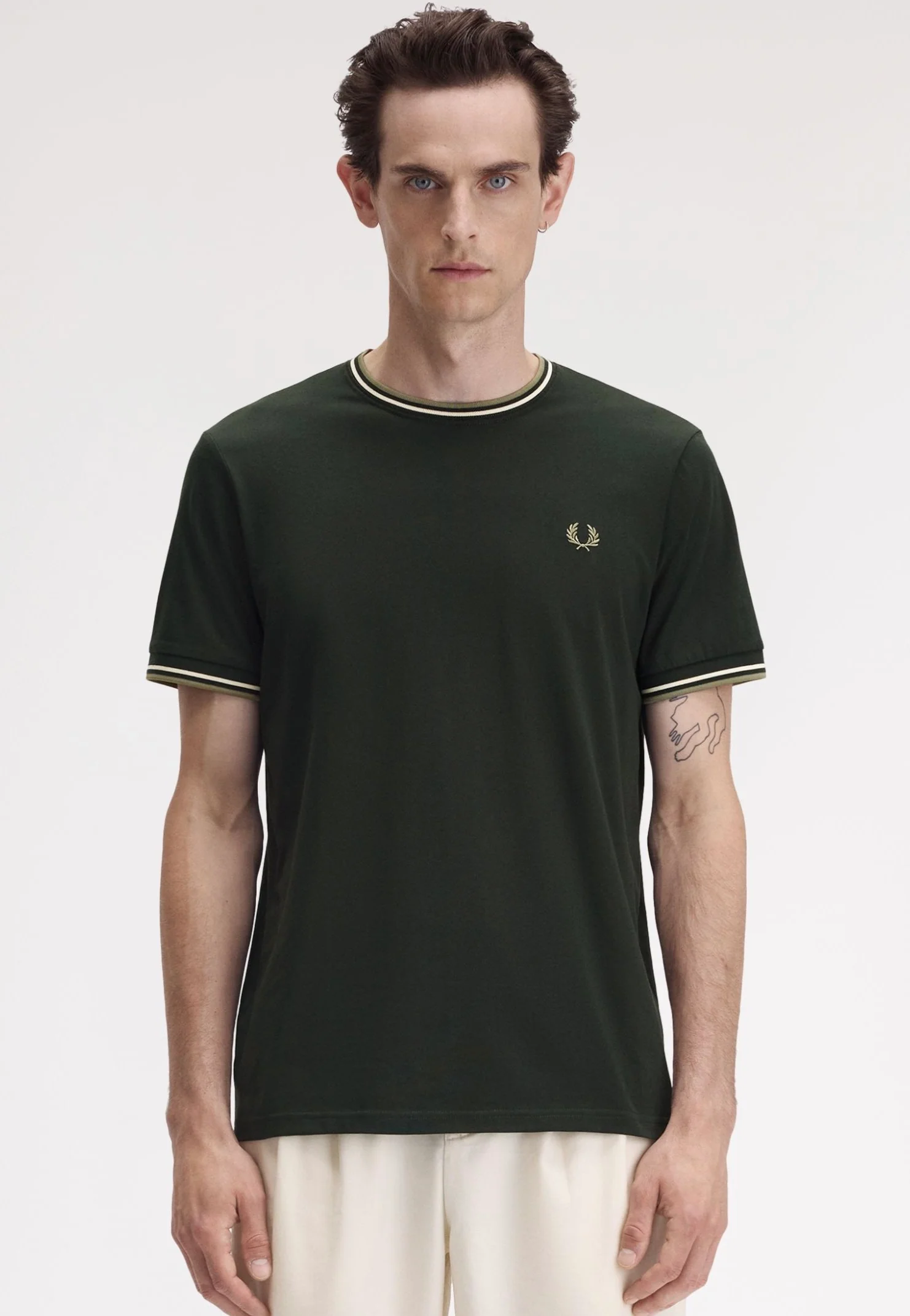 Fred Perry - Twin Tipped Night Green/Light Ecru/Olive Mint - T-Shirt - Image 6