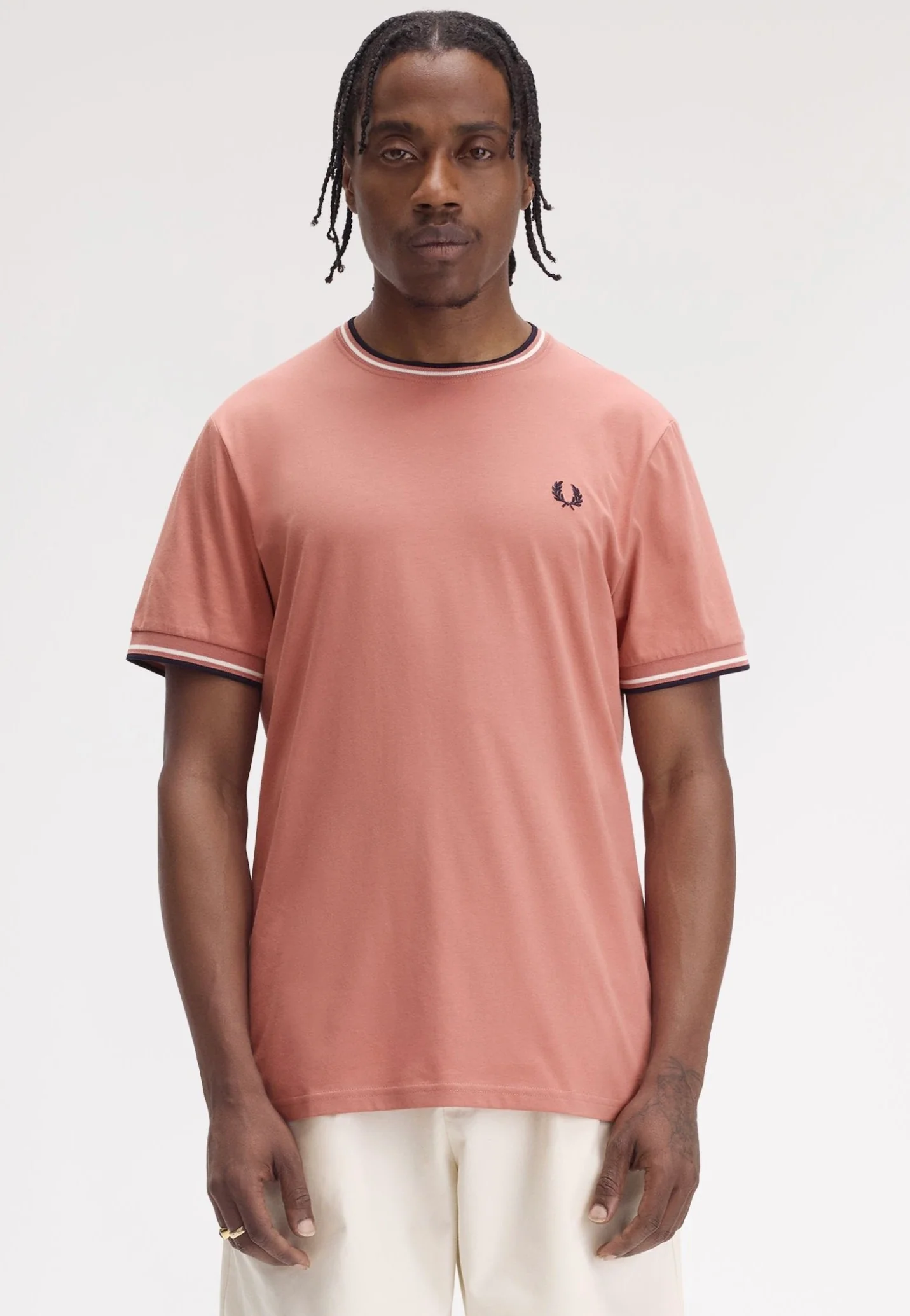Fred Perry - Twin Tipped Putty Pink/Ecru/Navy - T-Shirt - Image 7