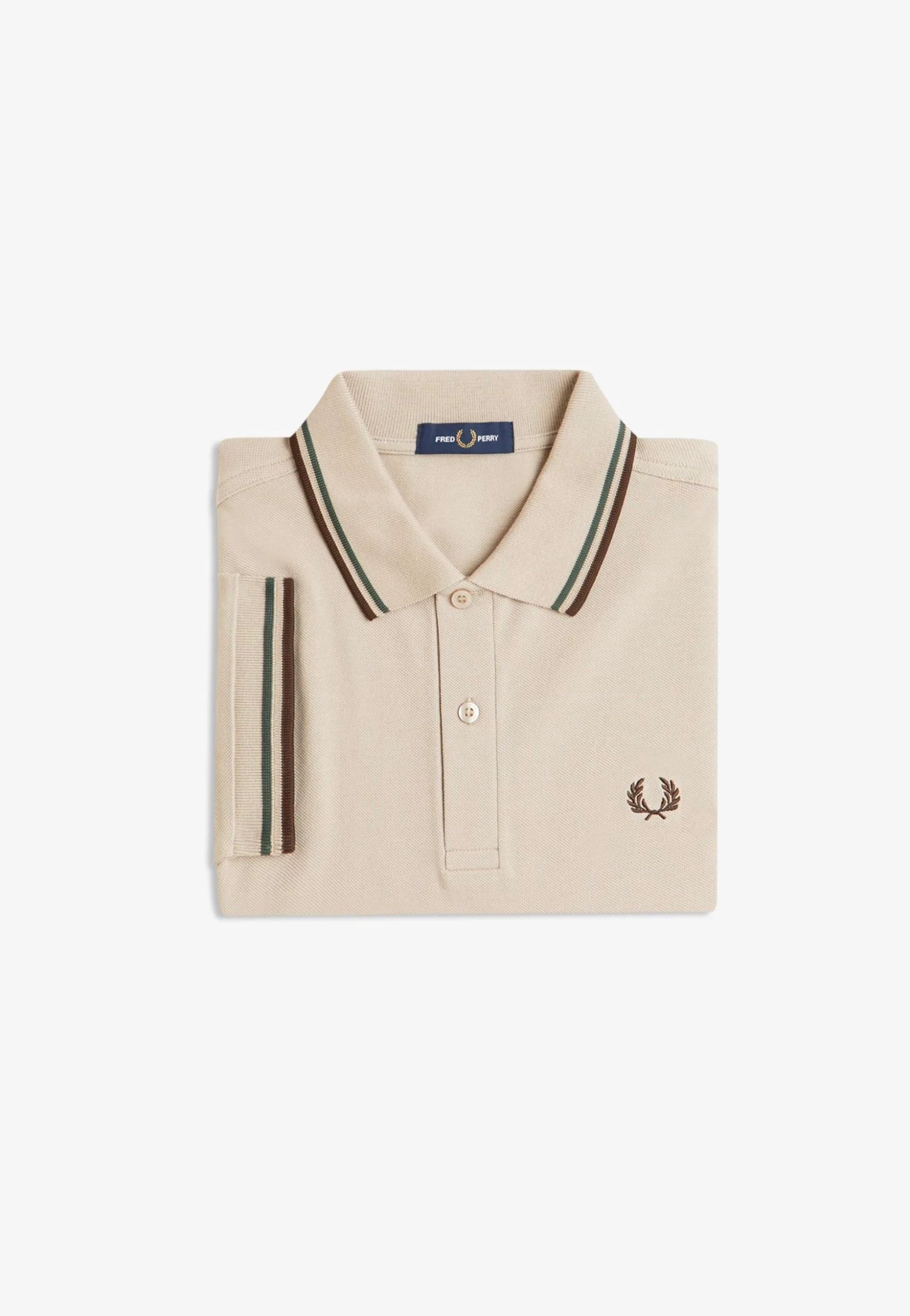 Fred Perry - Twin Tipped Warm Oat/Court Green/Burnt Tobacco - Polo - Image 8