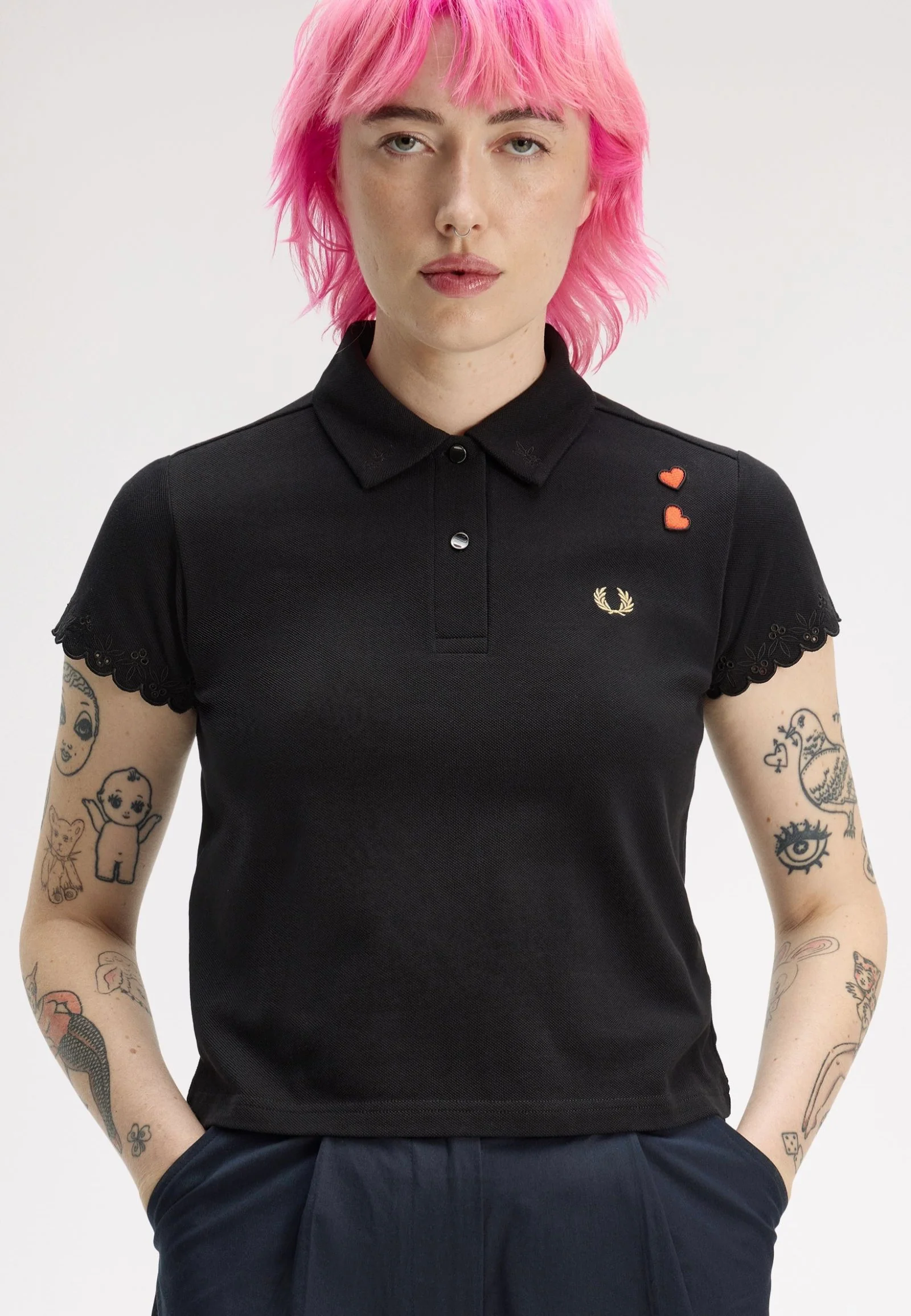 Fred Perry x Amy Winehouse - Embroidered Detail Black - Polo - Image 3