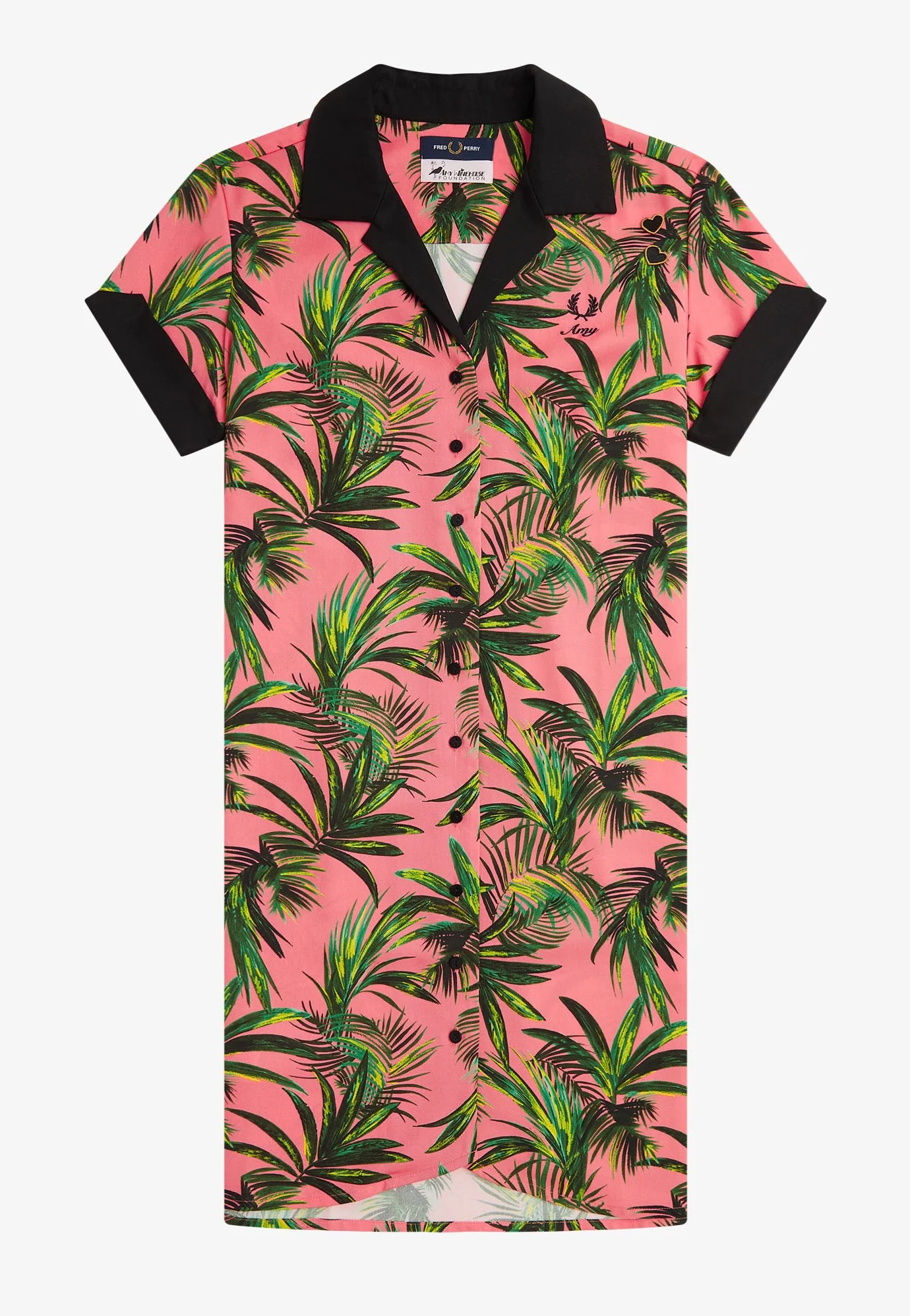 Fred Perry x Amy Winehouse - Palm Print Shirt Coral Heat - Dress - Image 4