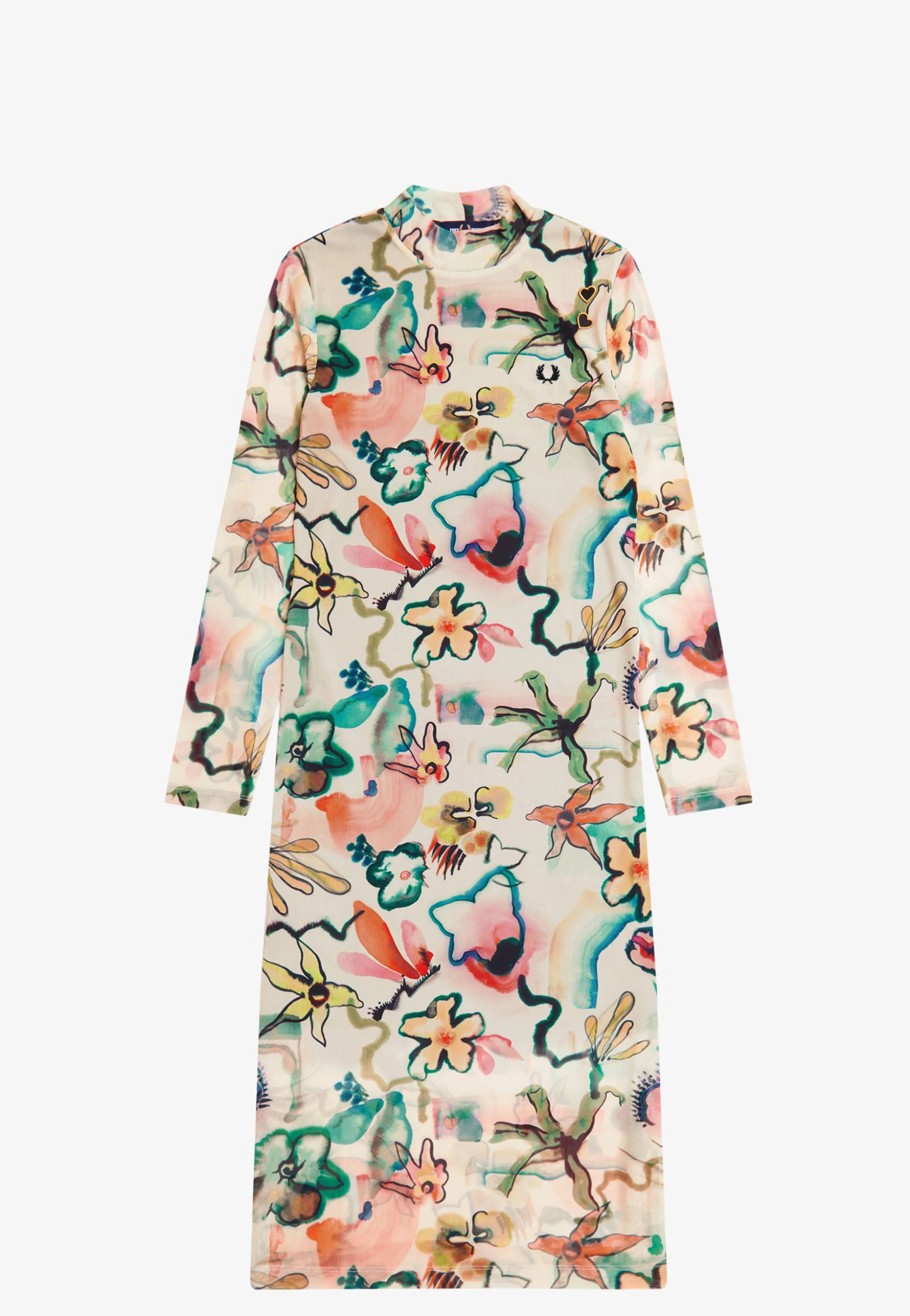 Fred Perry x Amy Winehouse - Printed Mesh Mock Neck Silky Peach - Dress - Image 6