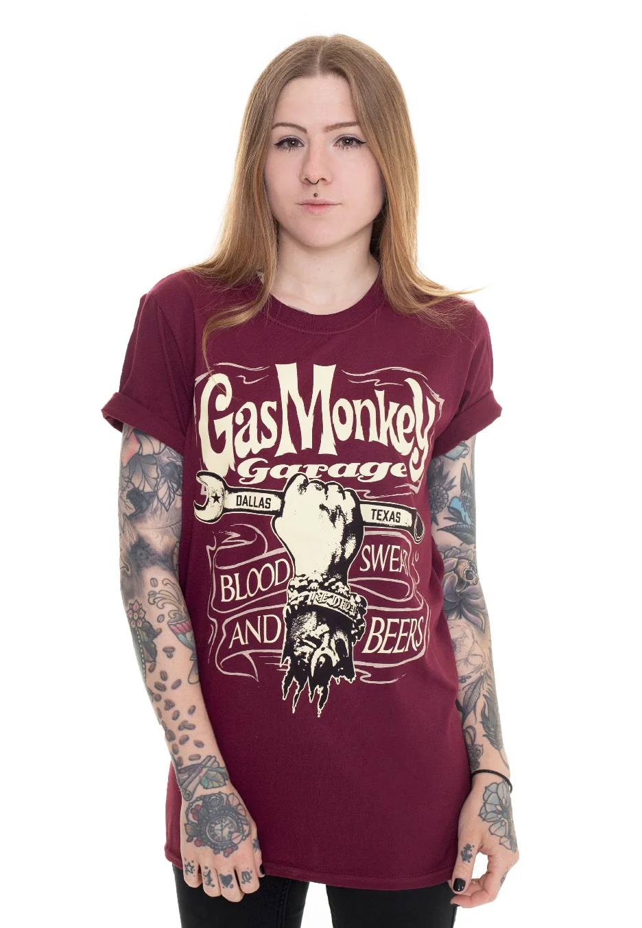 Gas Monkey Garage - Mechanics Spanner Maroon - T-Shirt - Image 5