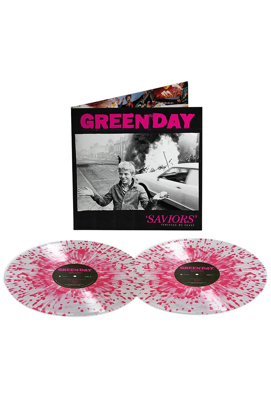 Green Day - Saviors (édition de luxe) Ltd. Clear w/ Hot Pink Indie Exclusive - Splattered 2 Vinyl