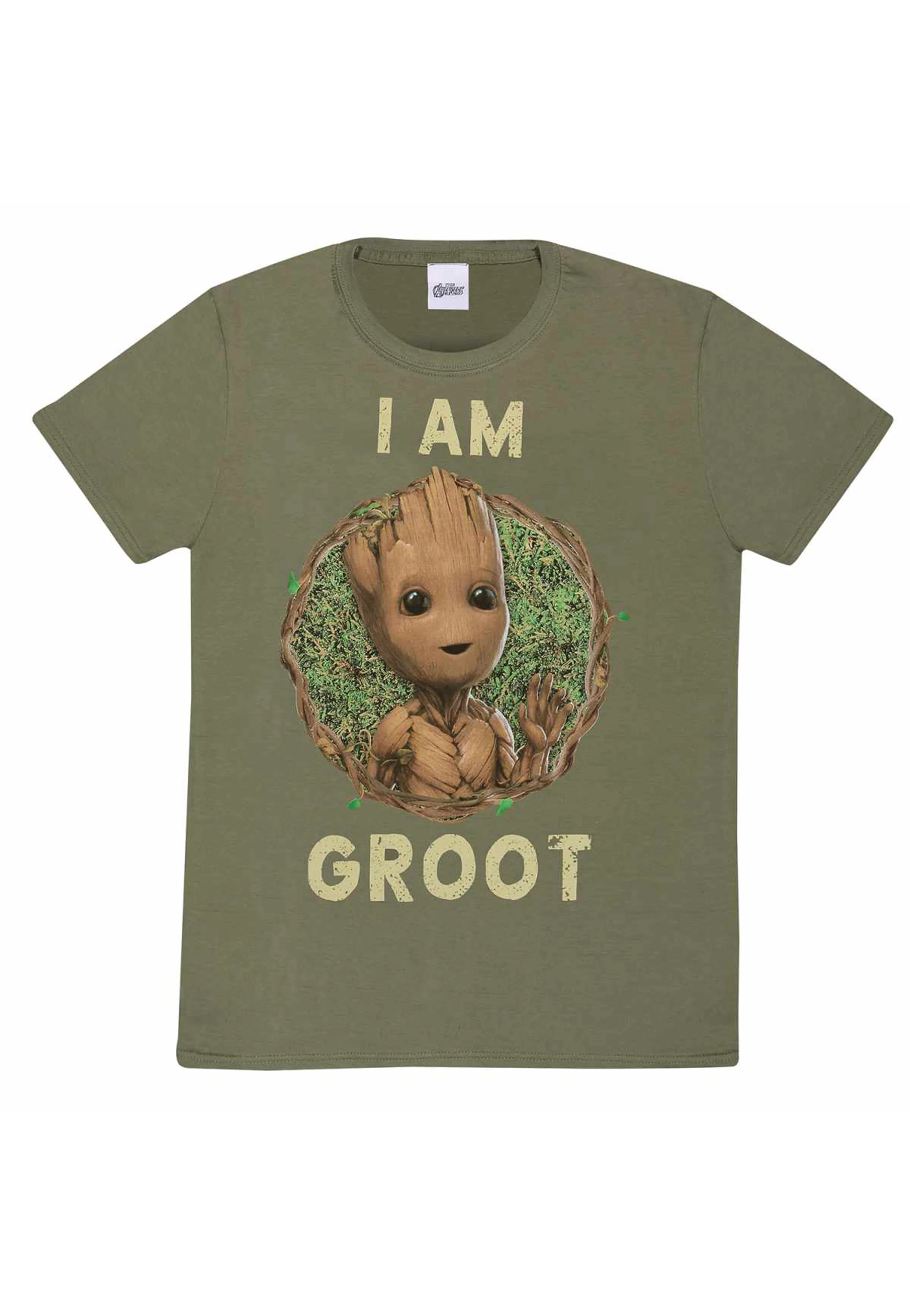 Guardians Of The Galaxy - I Am Groot Badge Olive - T-Shirt - Image 3