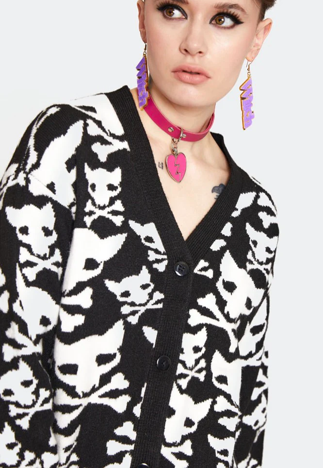 Jawbreaker - Hell Kitten Oversized Black/White - Cardigan - Image 5