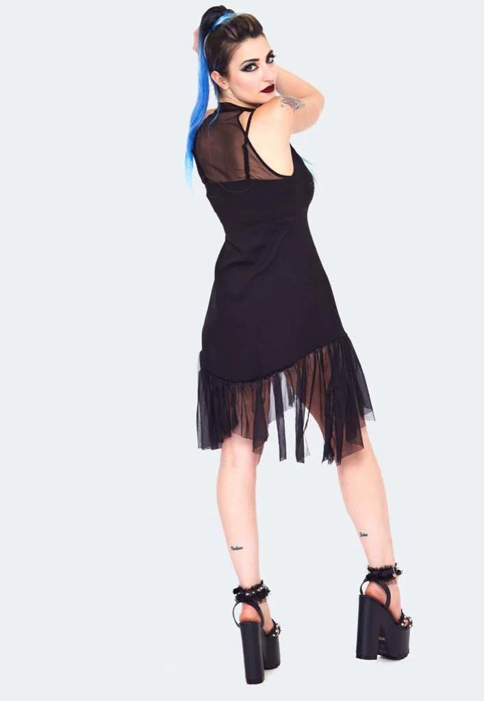 Jawbreaker - Rose Embroidered Mesh Panel Black - Dress - Image 5